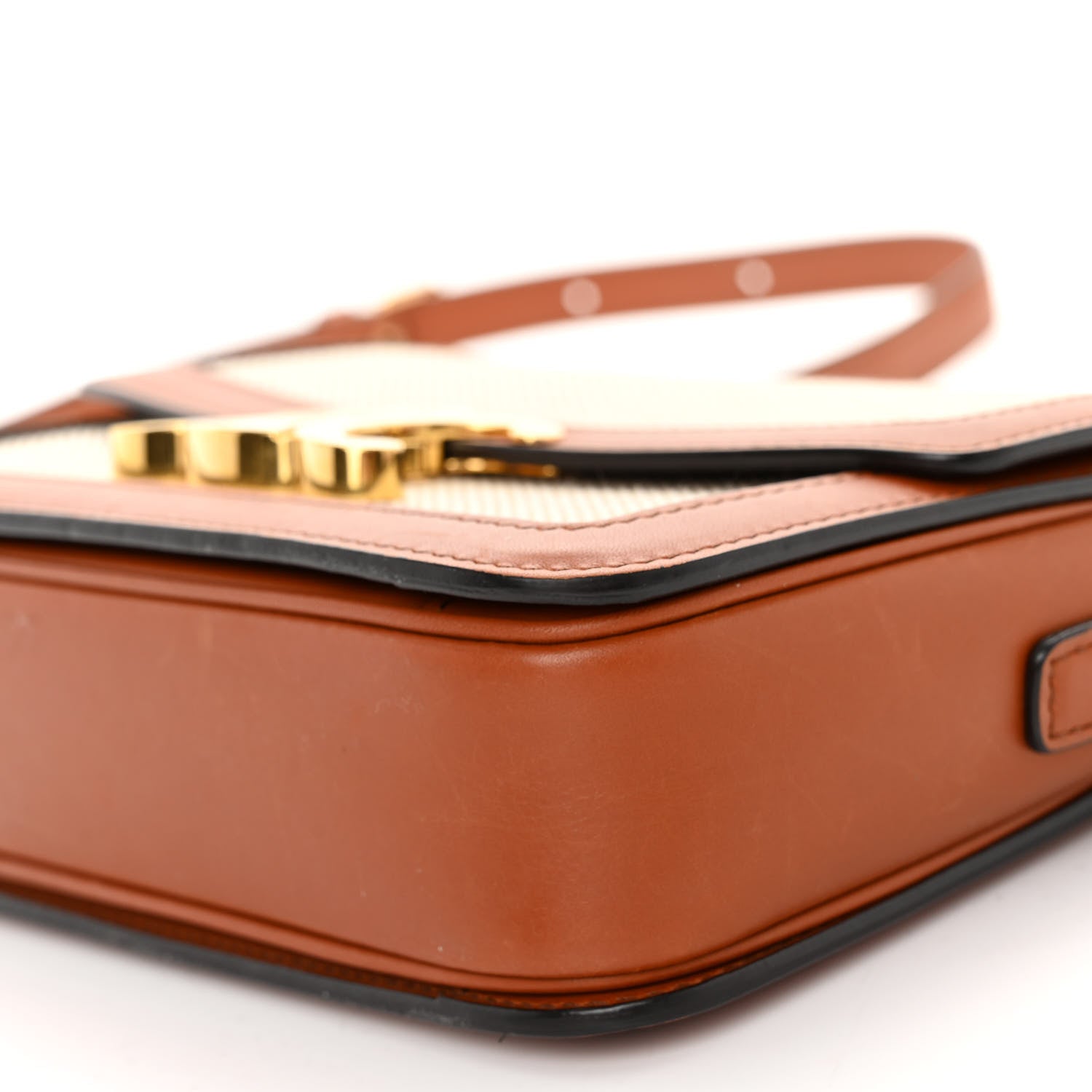 Celine Textile Natural Calfskin Teen Triomphe White Tan 9 of 9