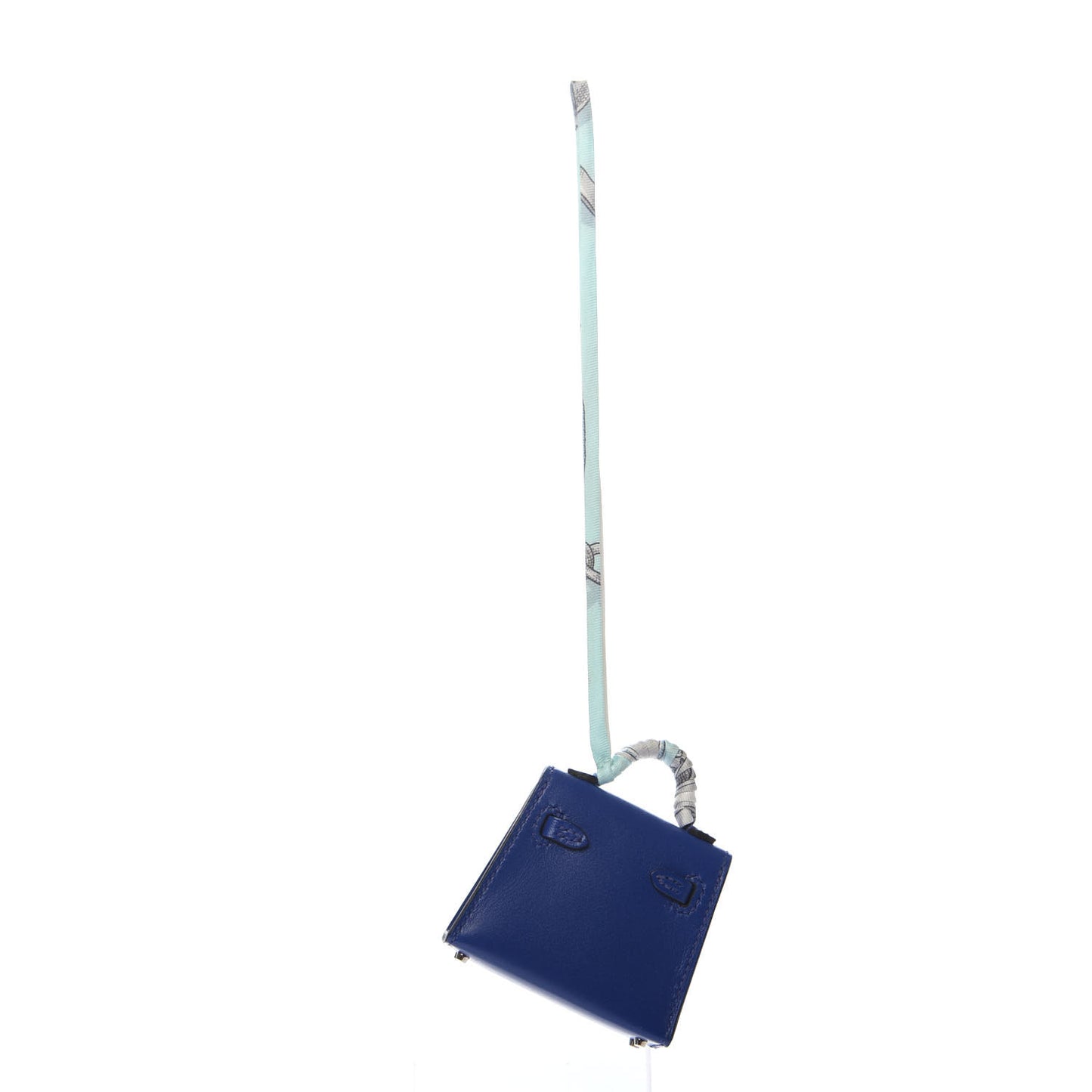 Tadelakt Mini Kelly Twilly Bag Charm Bleu Electrique