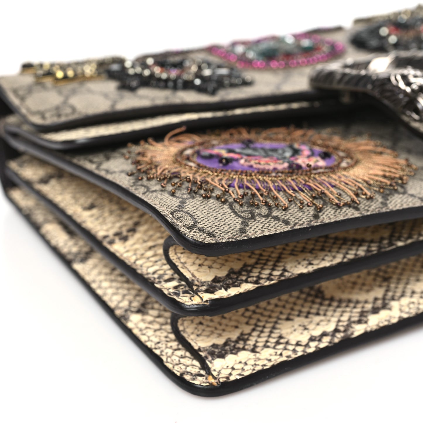 GG Supreme Monogram Snakeskin Crystal Embroidered Medium Dionysus Shoulder Bag