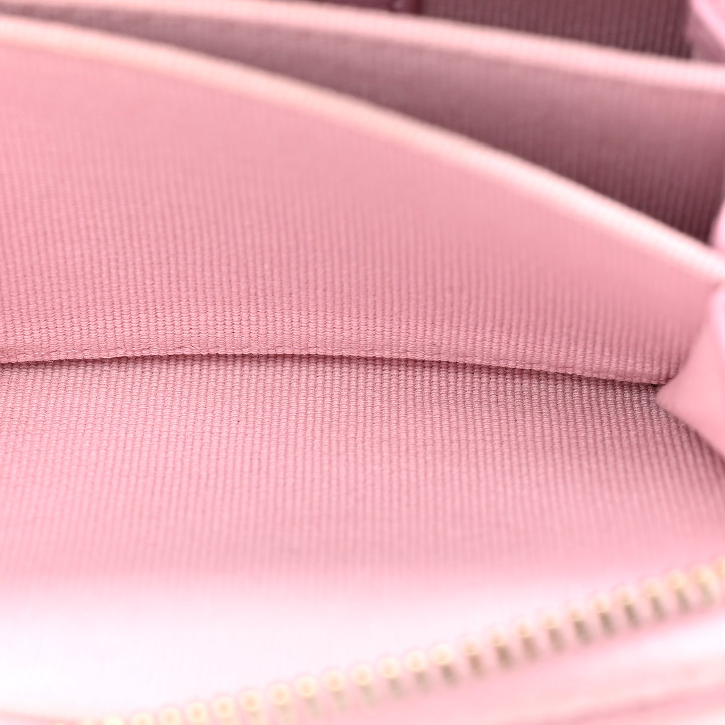 Iridescent Calfskin Quilted Zip Coin Purse Wallet Light Pink