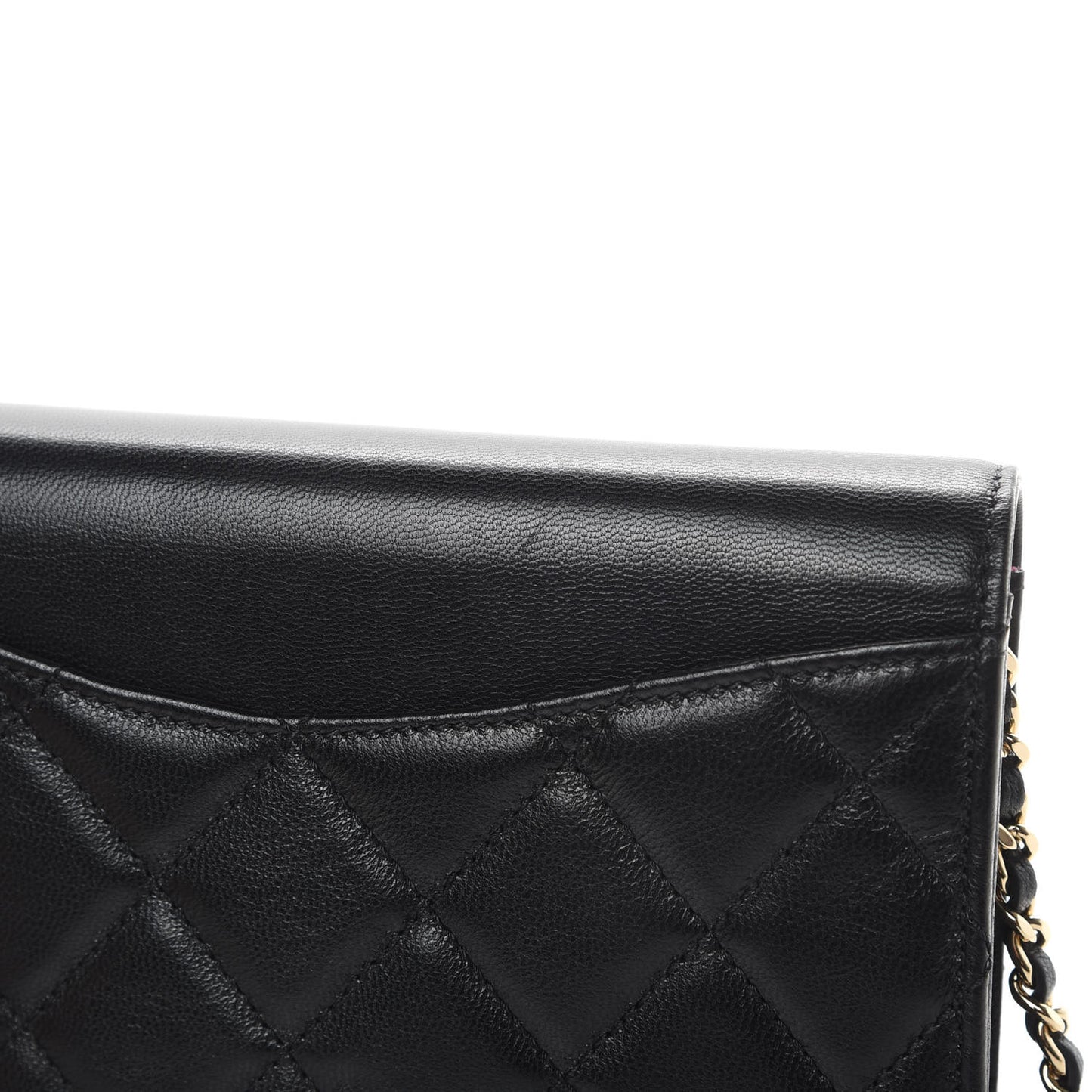 Goatskin Quilted Timeless CC Wallet On Chain WOC Black