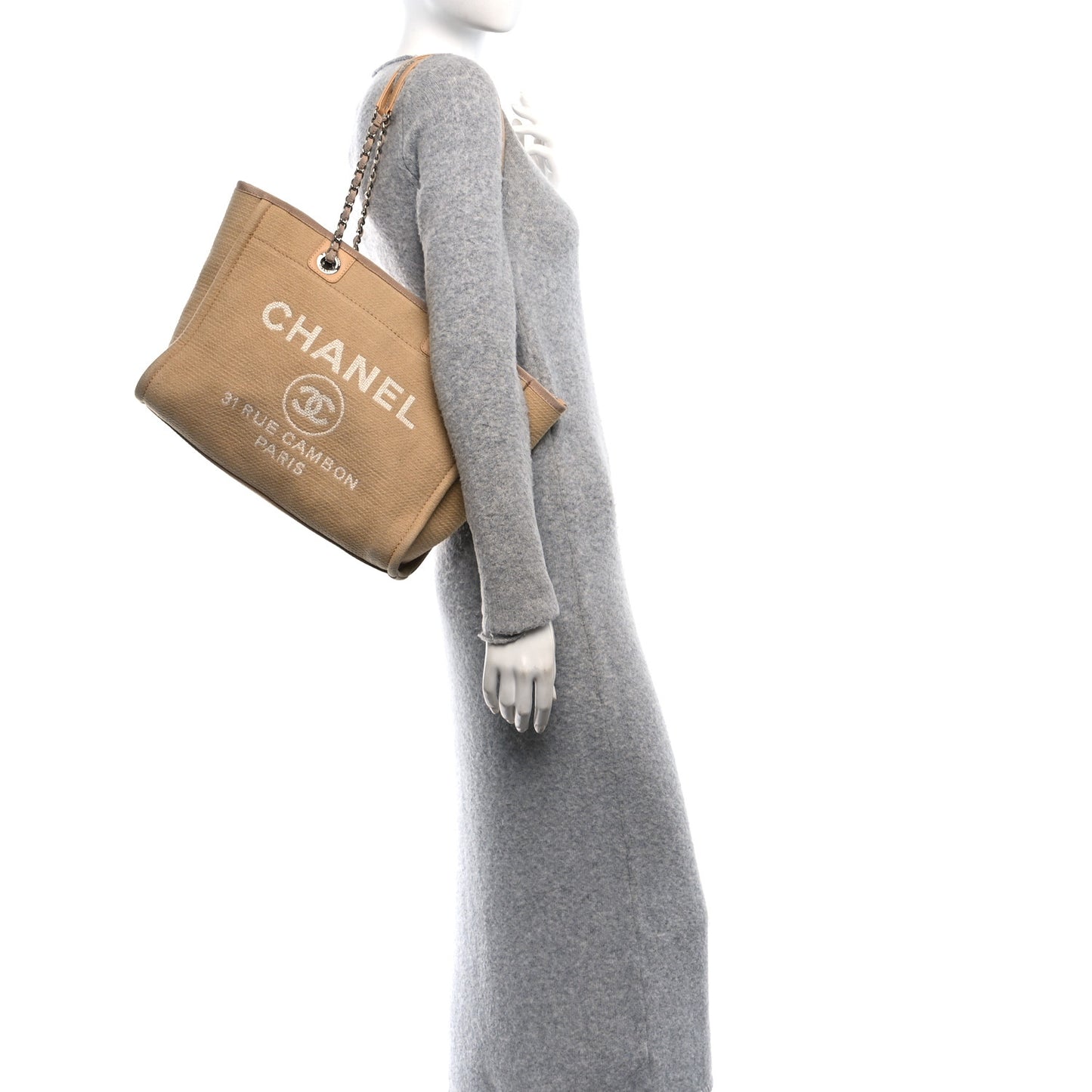 Mixed Fibers Small Deauville Tote Beige