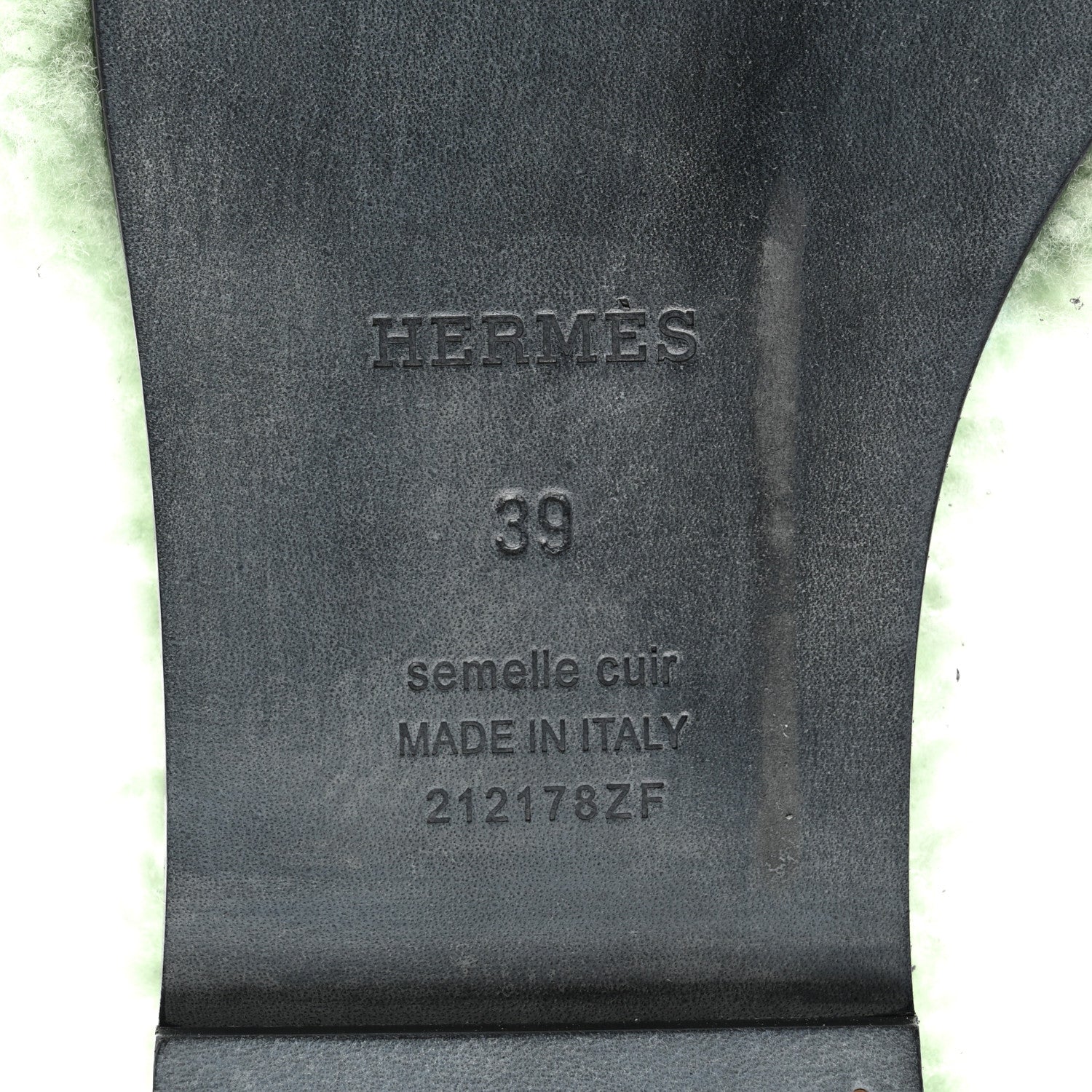 Hermes Woolskin Oran Sandals 39 Vert D’eau 6 of 8