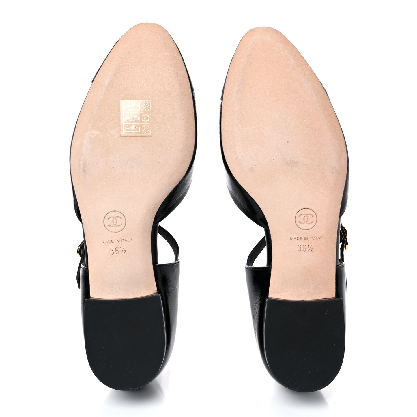 Glazed Calfskin Patent Cap Toe CC Mary Jane Flats 36.5 Black