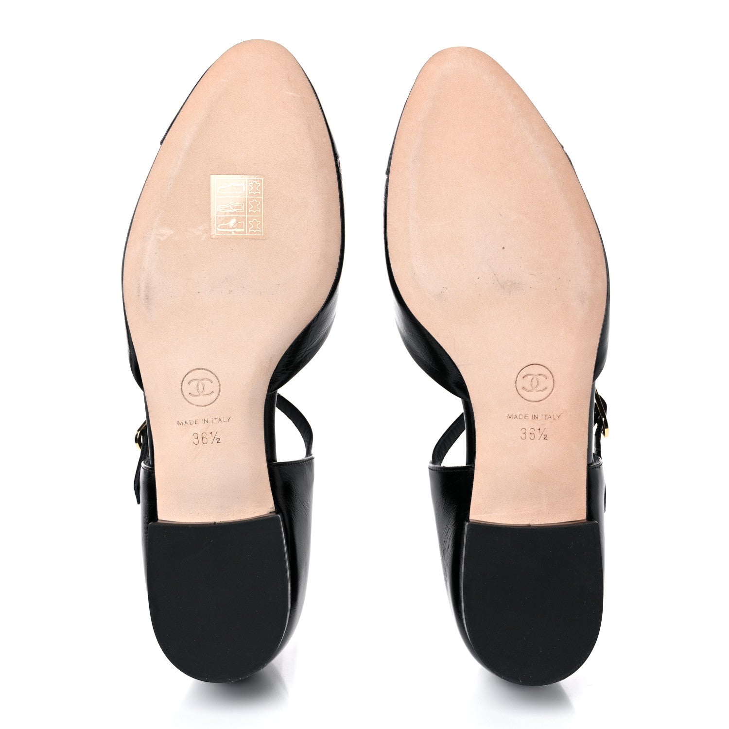 Chanel Glazed Calfskin Patent Cap Toe CC Mary Jane Flats 36.5 Black 5 of 10