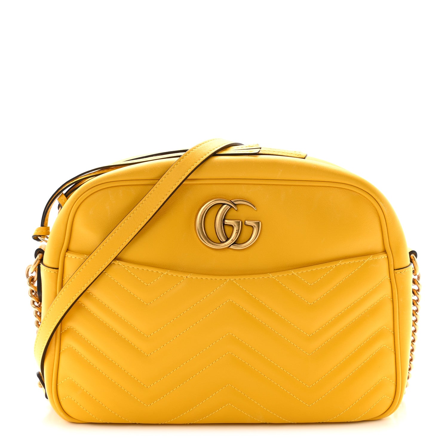 Gucci Calfskin Matelasse Medium GG Marmont Chain Shoulder Bag