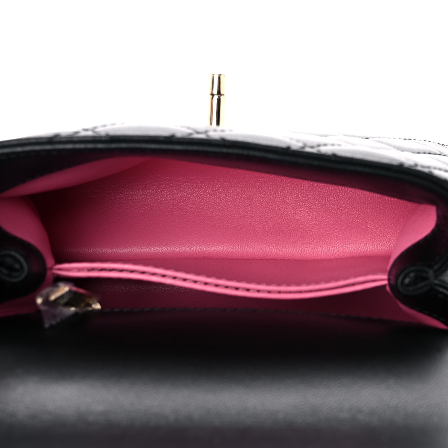 Goatskin Quilted Rainbow Extra Mini Coco Handle Flap Black