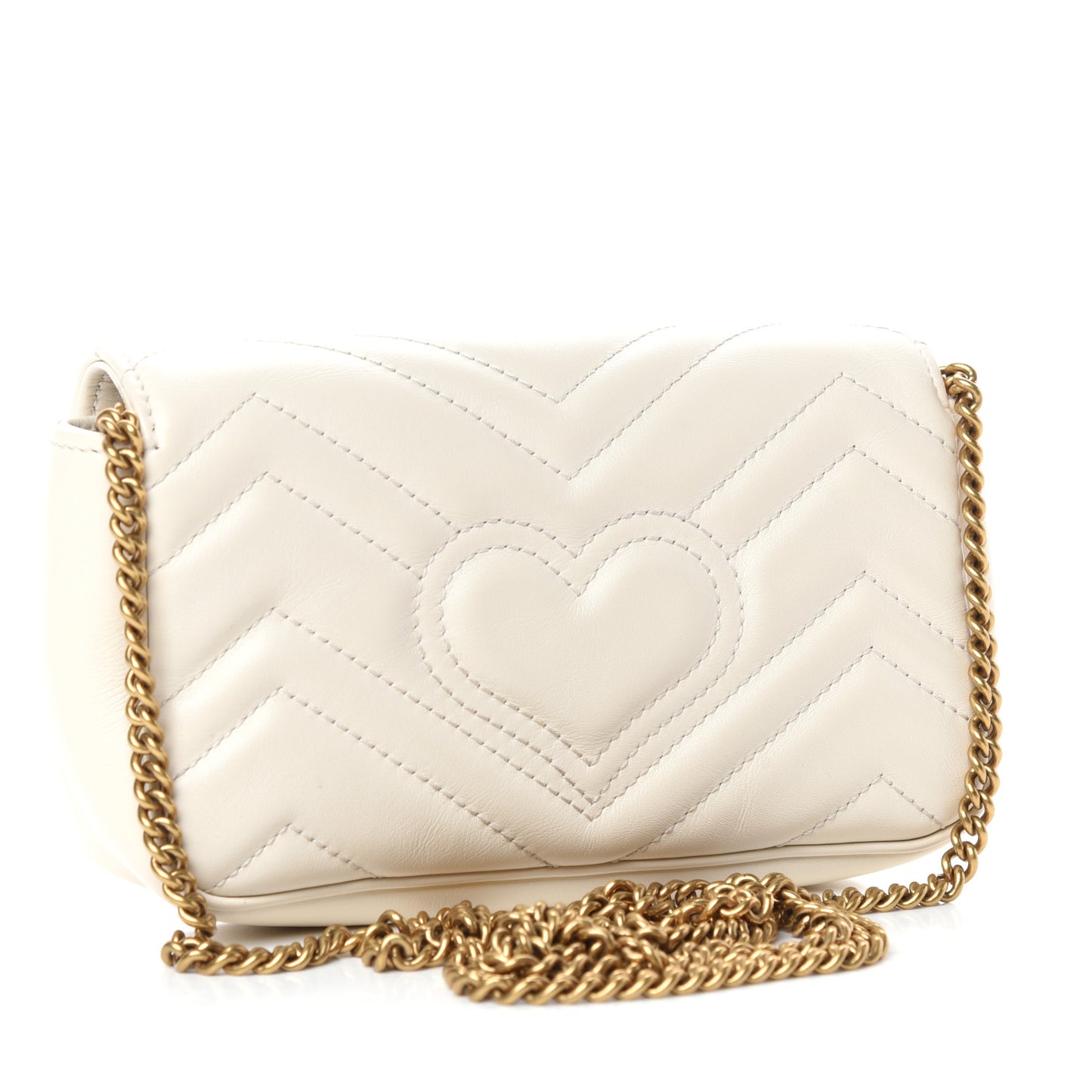 Calfskin Matelasse Super Mini GG Marmont Shoulder Bag White