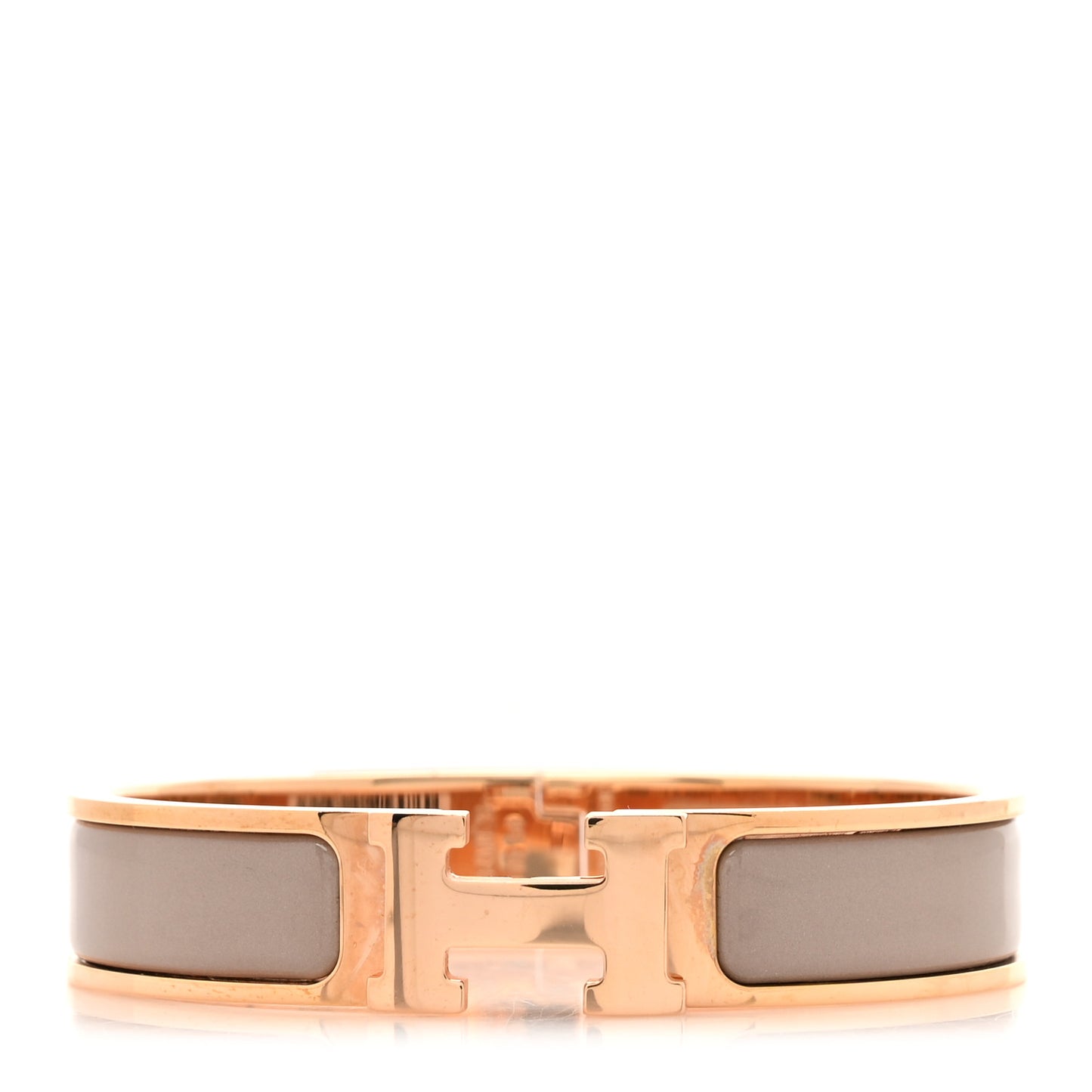 Enamel Narrow Clic Clac H Bracelet PM Marron Glace