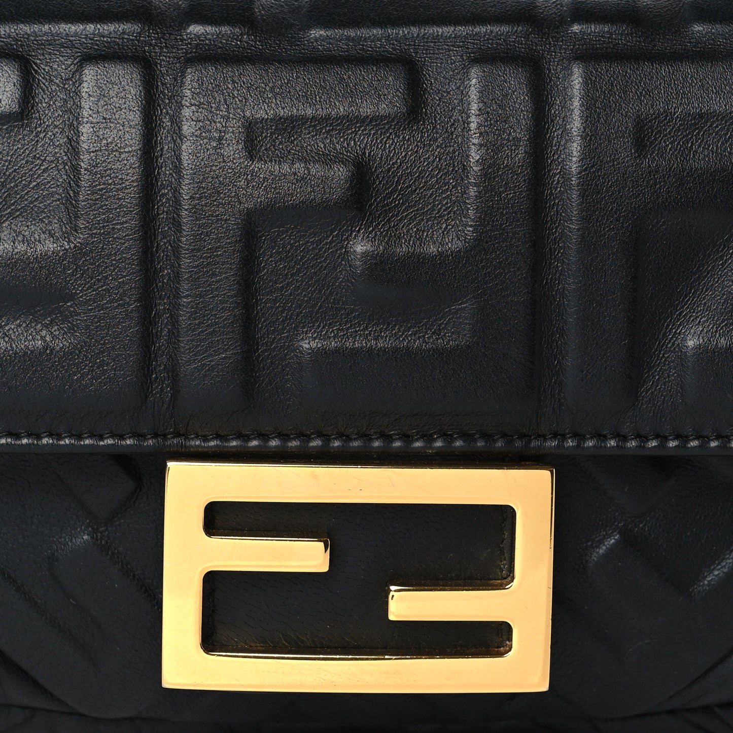 Nappa FF 1974 Embossed Mini Baguette Black