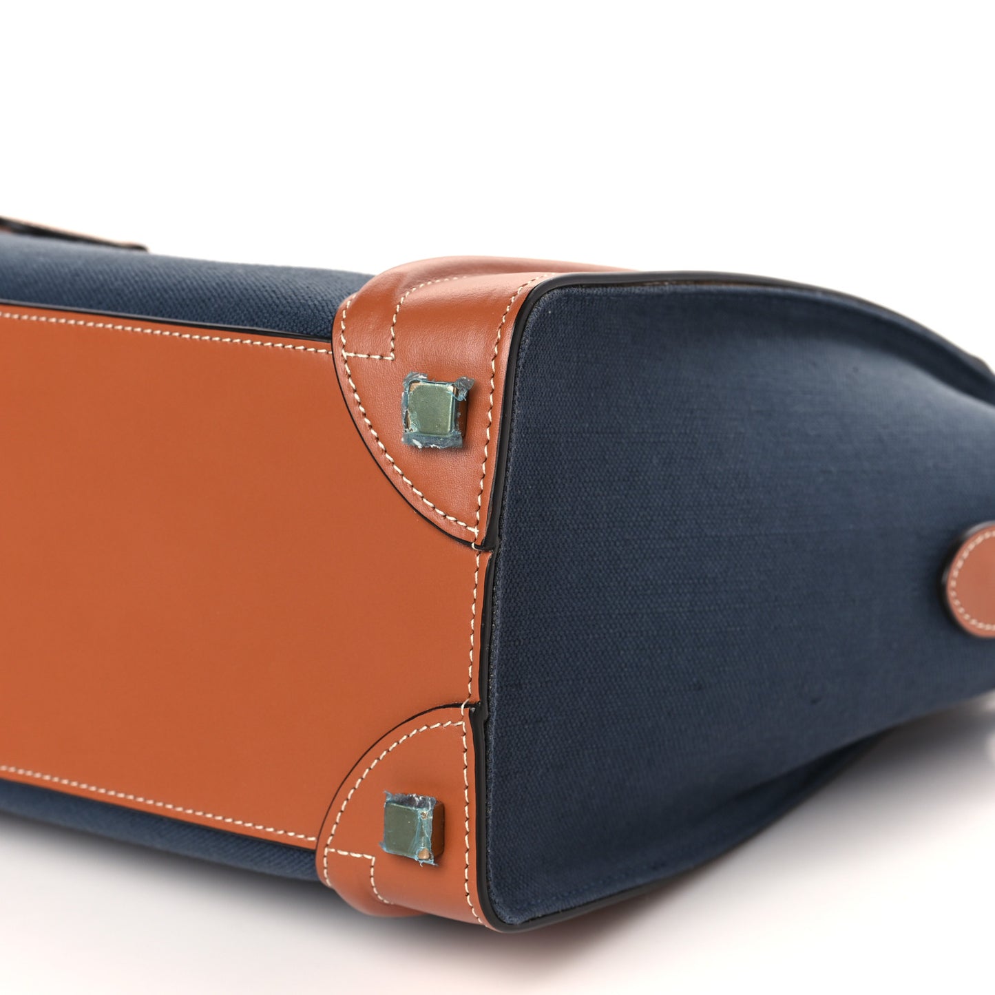 Textile Smooth Calfskin Micro Luggage Navy Tan