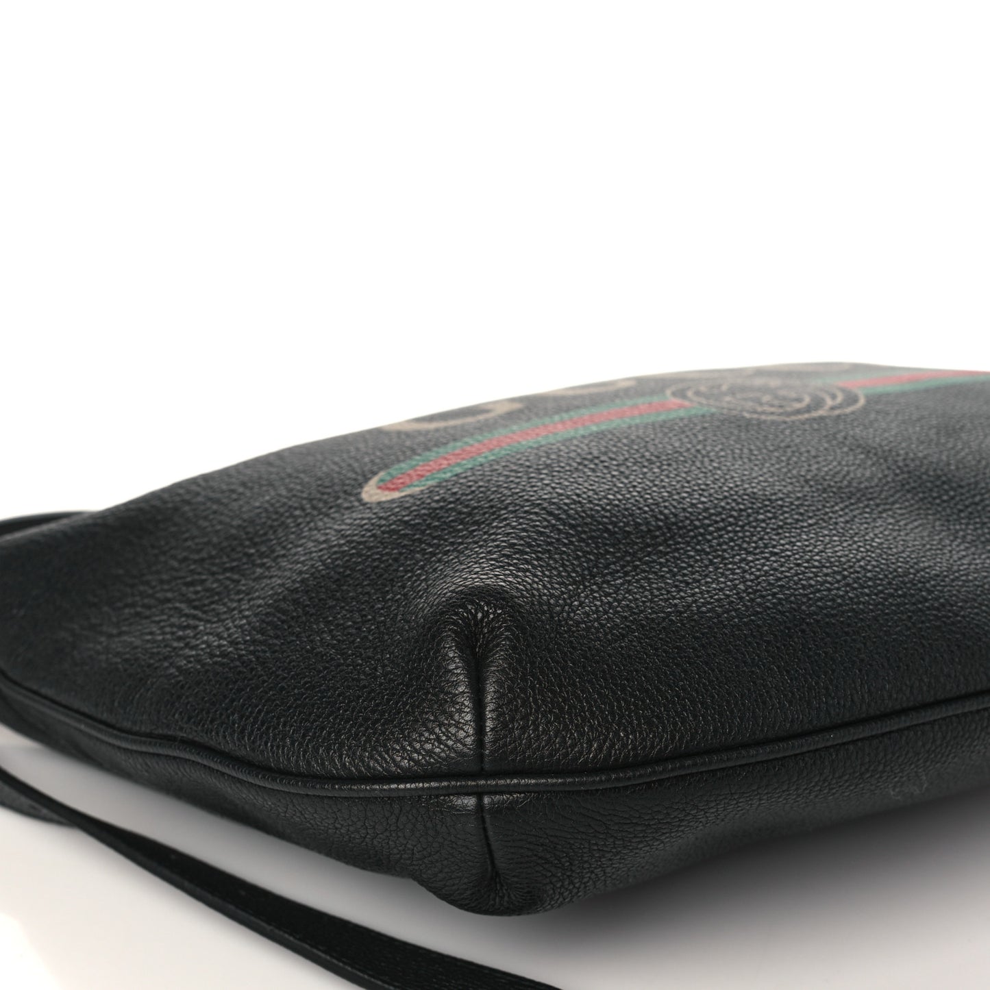 Grained Calfskin Logo Half Moon Hobo Black