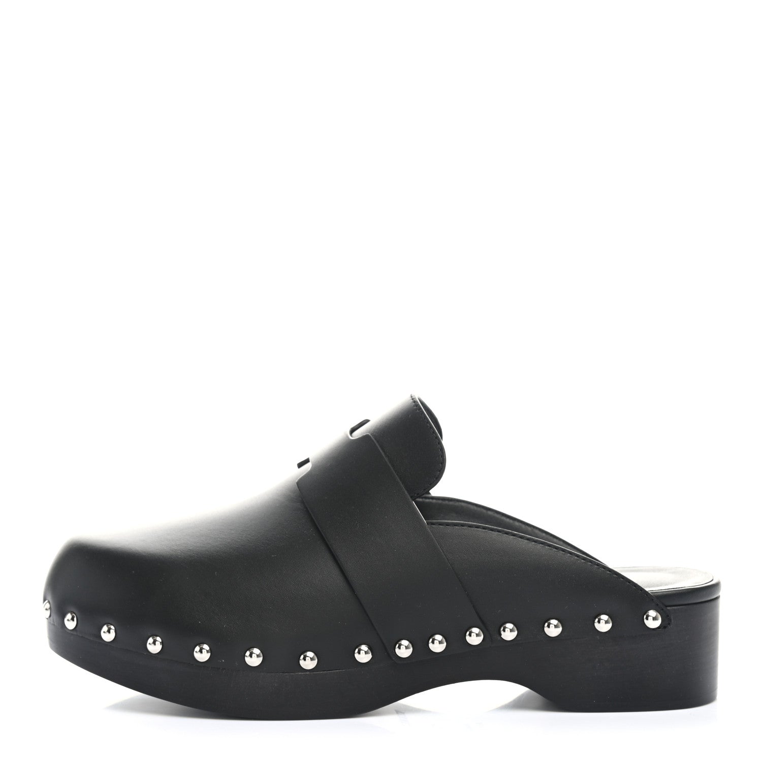 Hermes Calfskin Calya Mules 37 Black 1 of 9