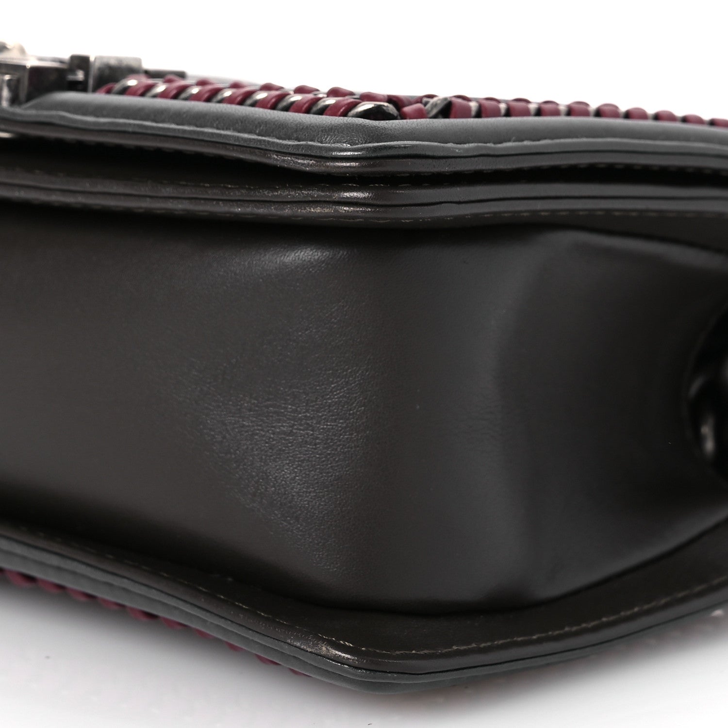 Chanel Calfskin Quilted Small Boy Top Handle Flap Grey Burgundy 10 of 13