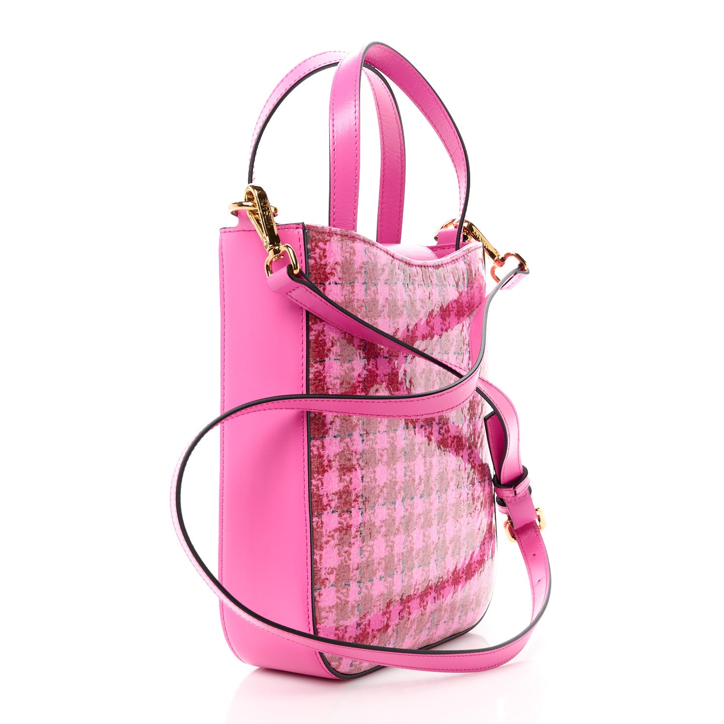Calfskin Vinyl Mini Houndstooth La Medusa Tote Bag Pink Multicolor