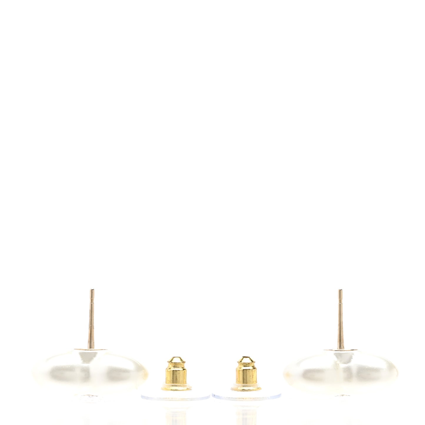 Pearl Crystal CC Heart Earrings Gold