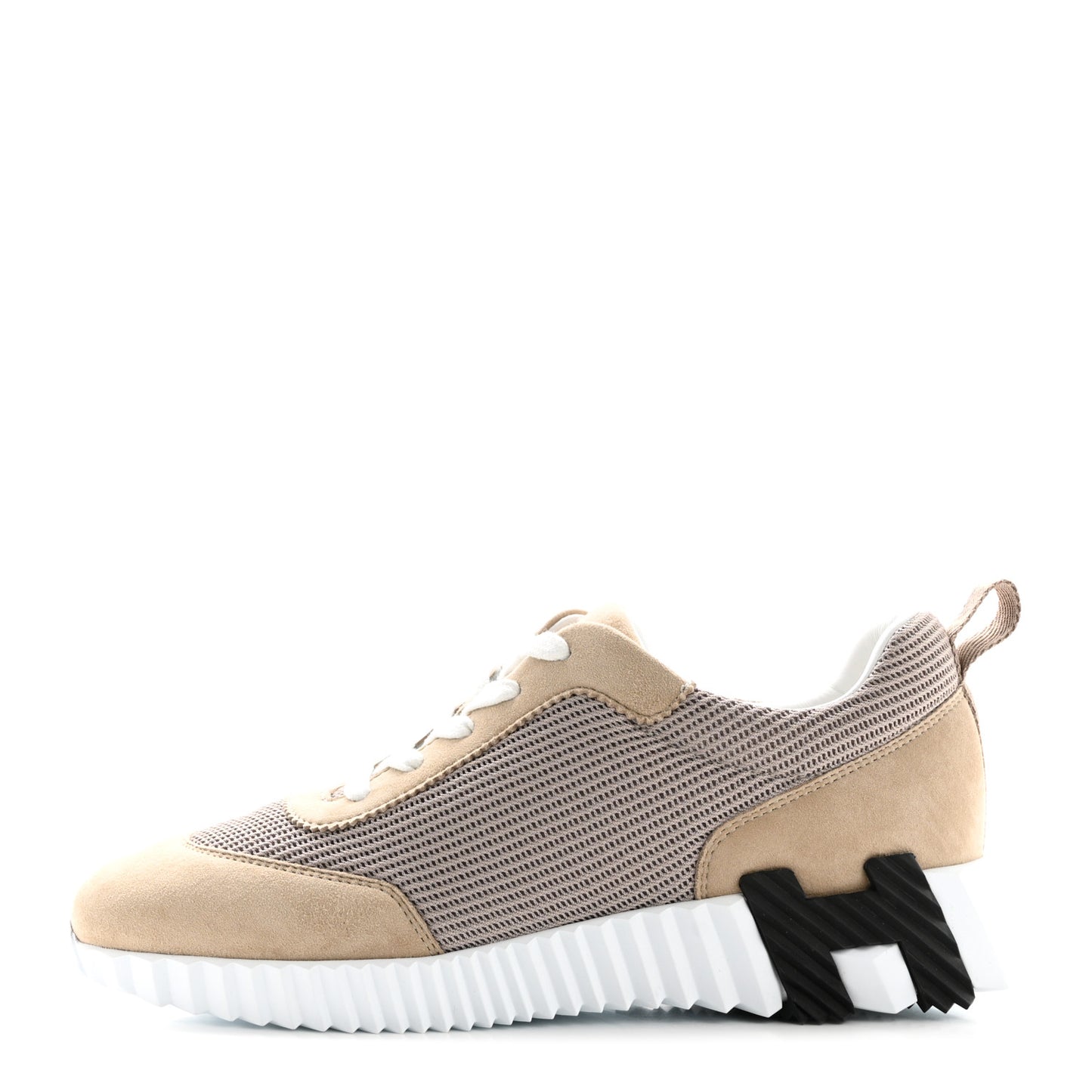 Air Mesh Suede Goatskin Bouncing Sneakers 38 Beige Camel