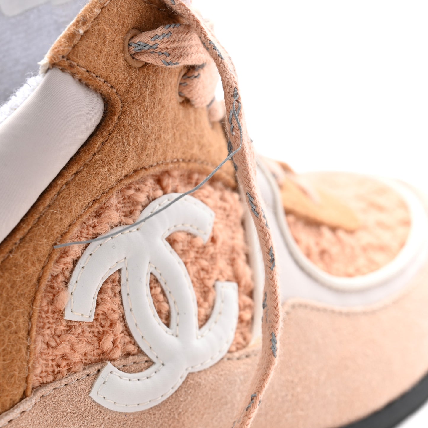 Suede Tweed Felt CC Sneakers 40.5 Beige