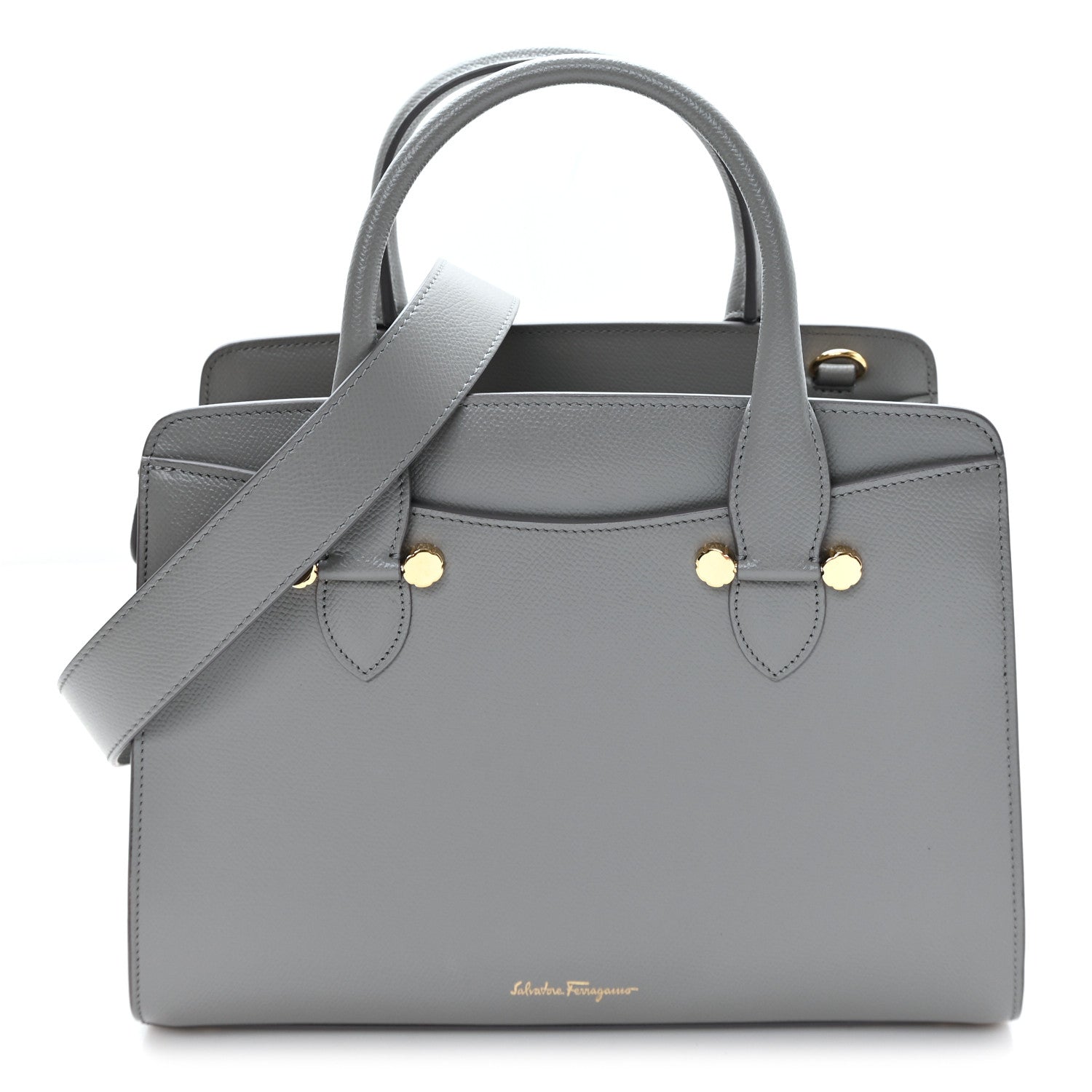 Salvatore Ferragamo Hammered Calfskin Today Satchel Grey 1974986