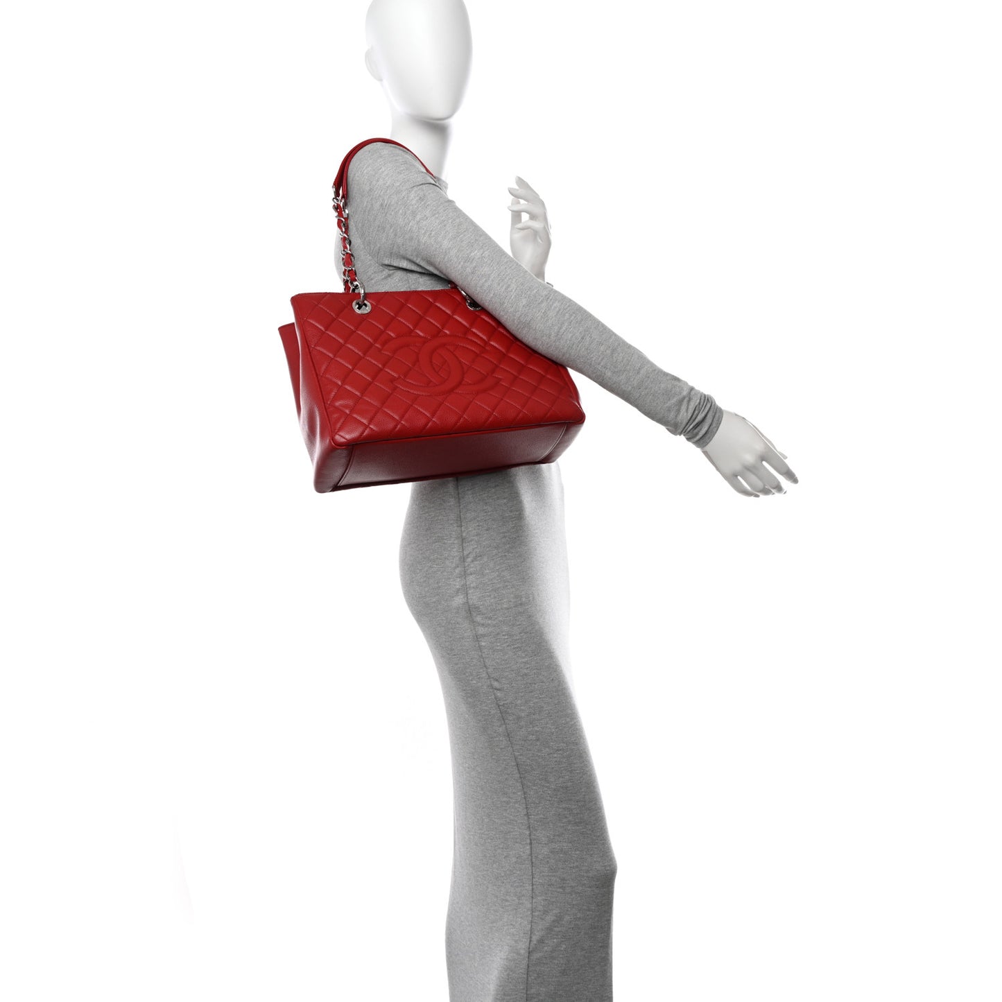 Caviar Quilted Grand Shopping Tote GST Red