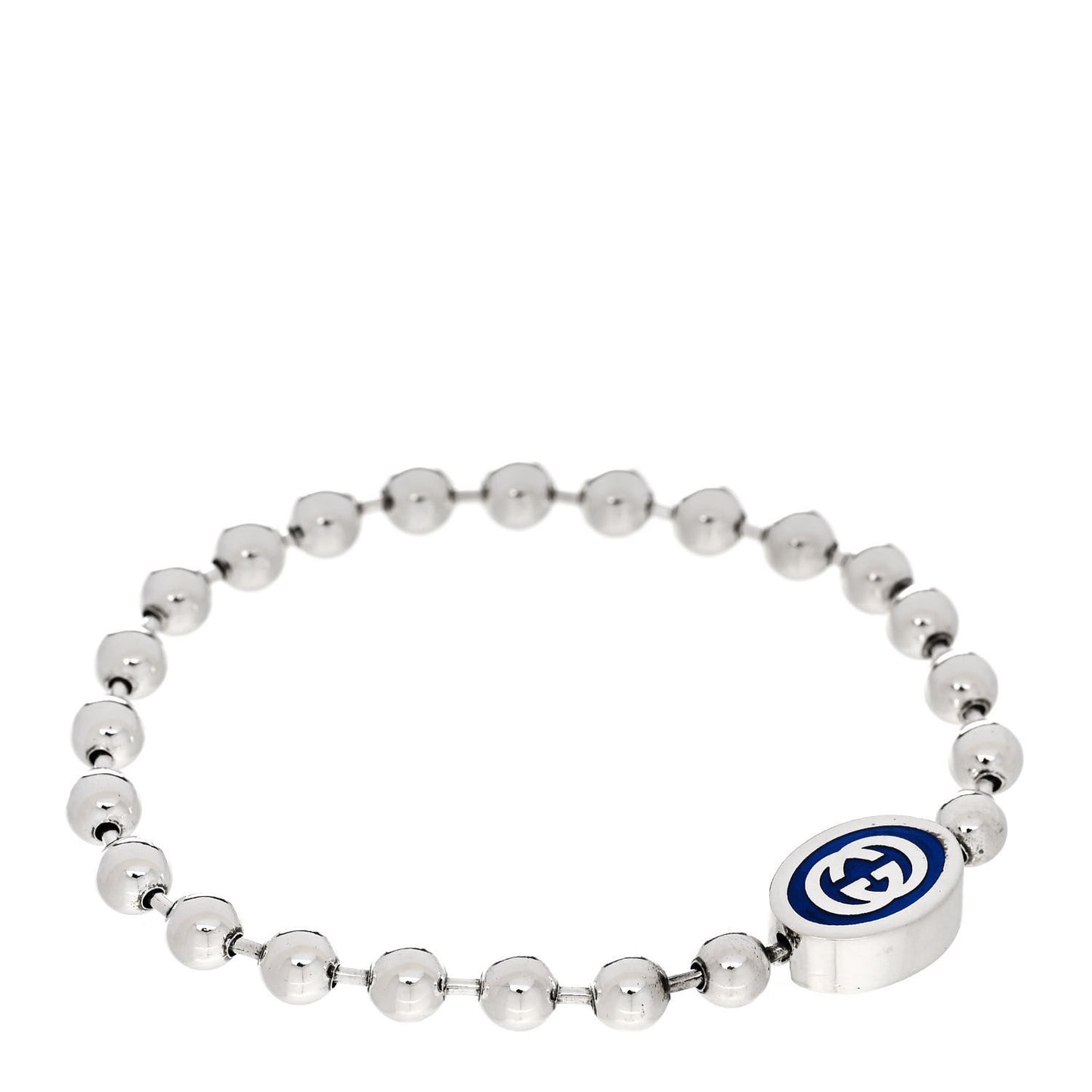 Sterling Silver Enamel G Bead Bracelet Blue