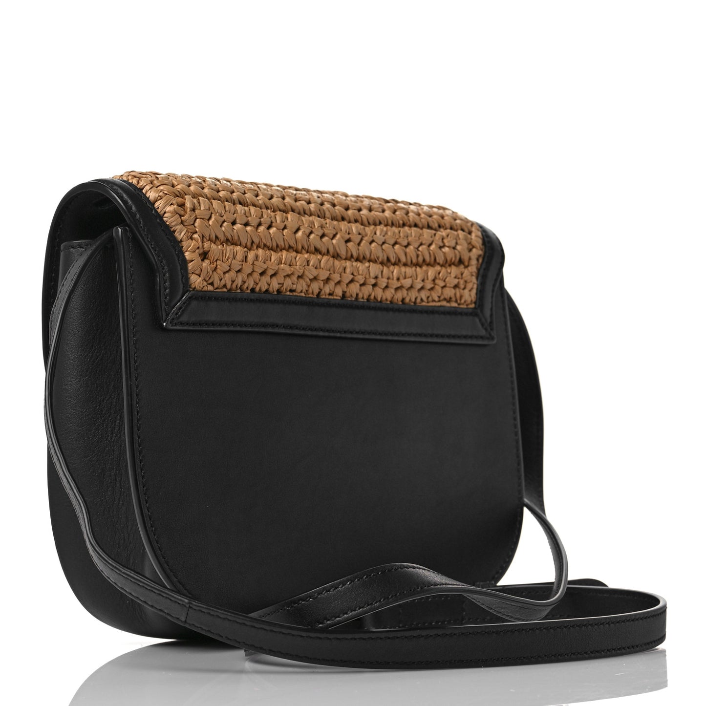 Woven Raffia Monogram Kaia Satchel Tan