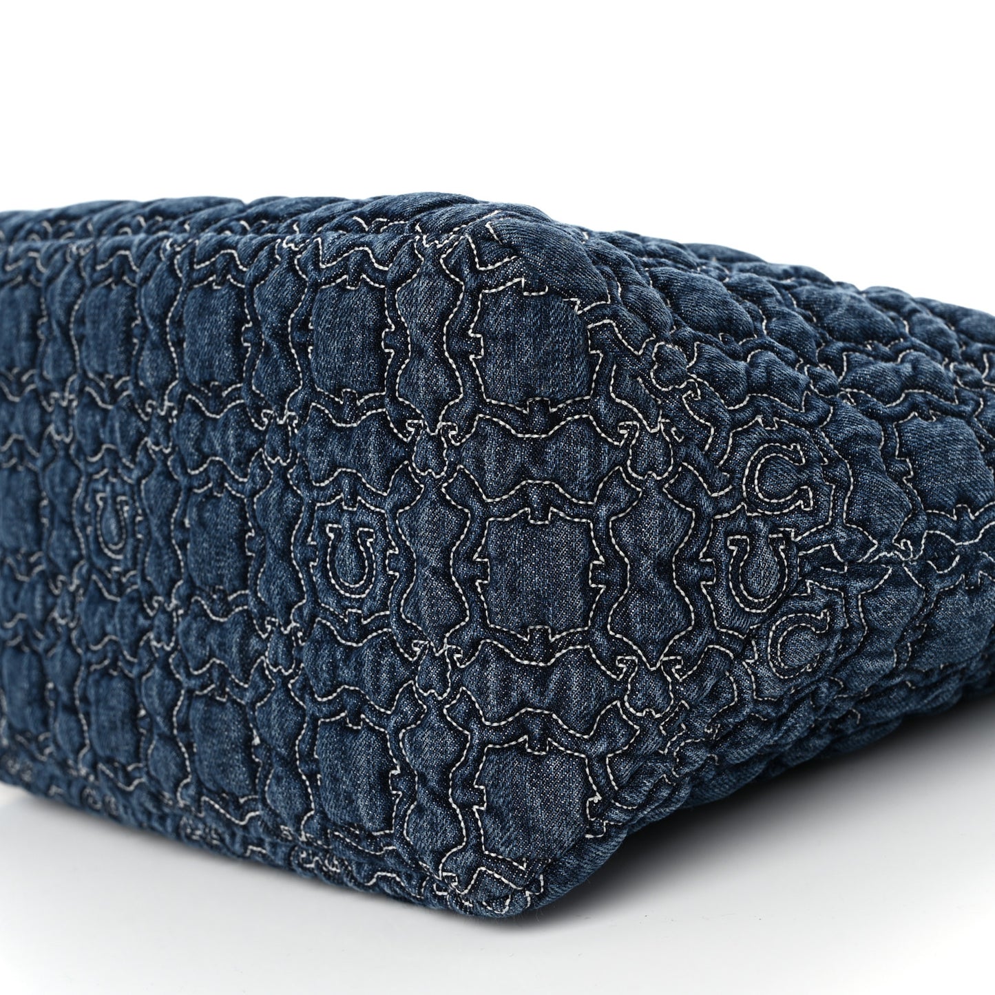 Denim Quilted Gancini Tote Blue