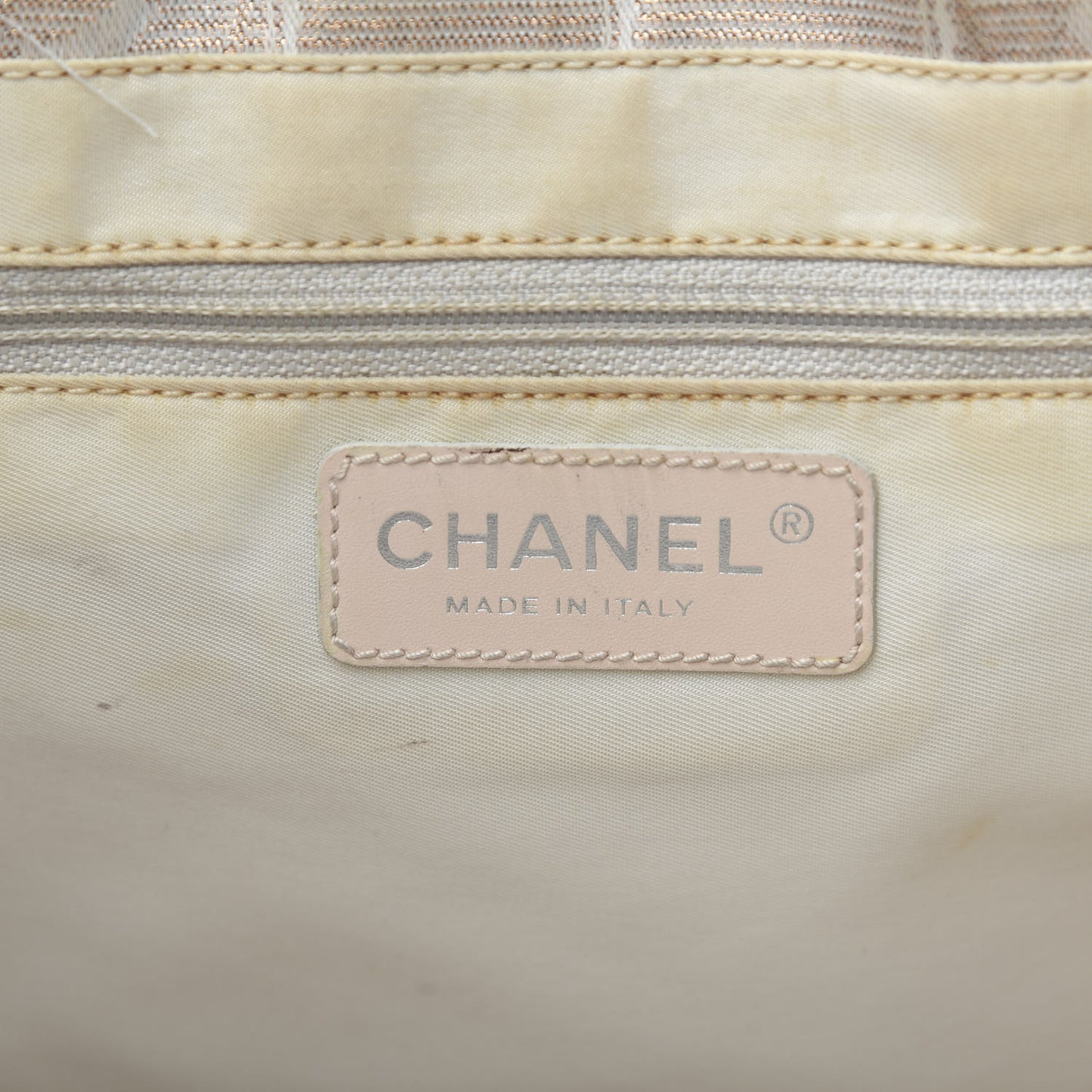 Metallic Nylon Small Travel Tote Beige