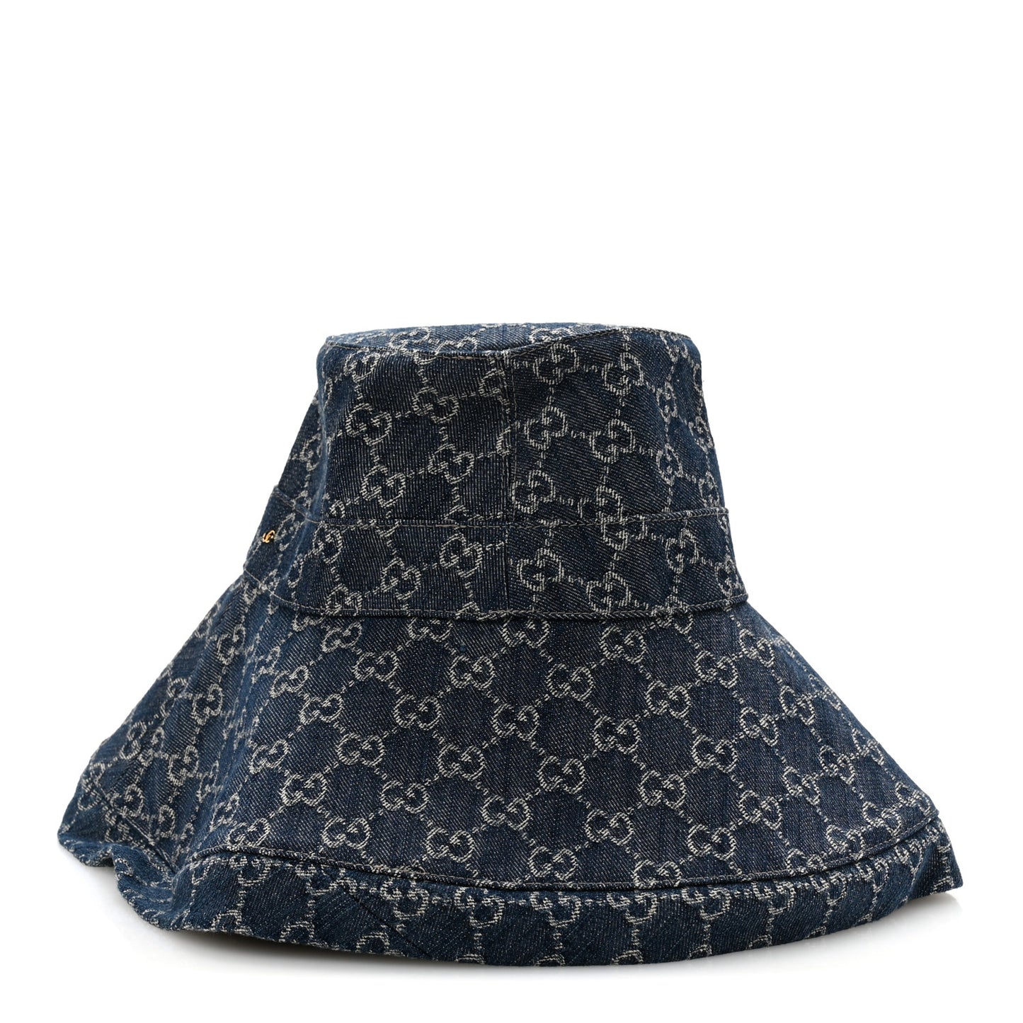 Eco Washed Denim GG Monogram Brim Hat XS Blue Ivory