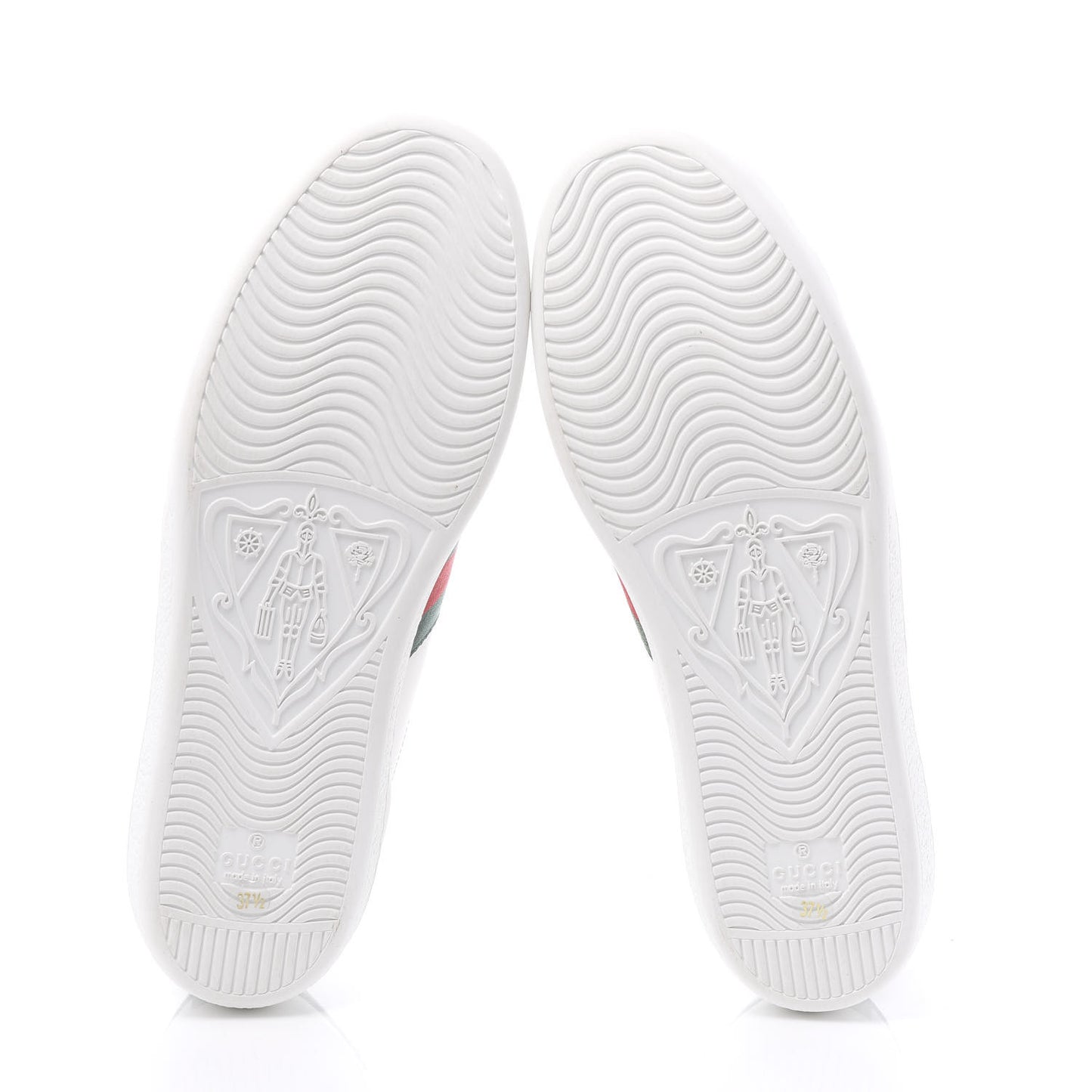 Calfskin Web Pig Kitten Embroidered Womens Ace Sneakers 37.5 White