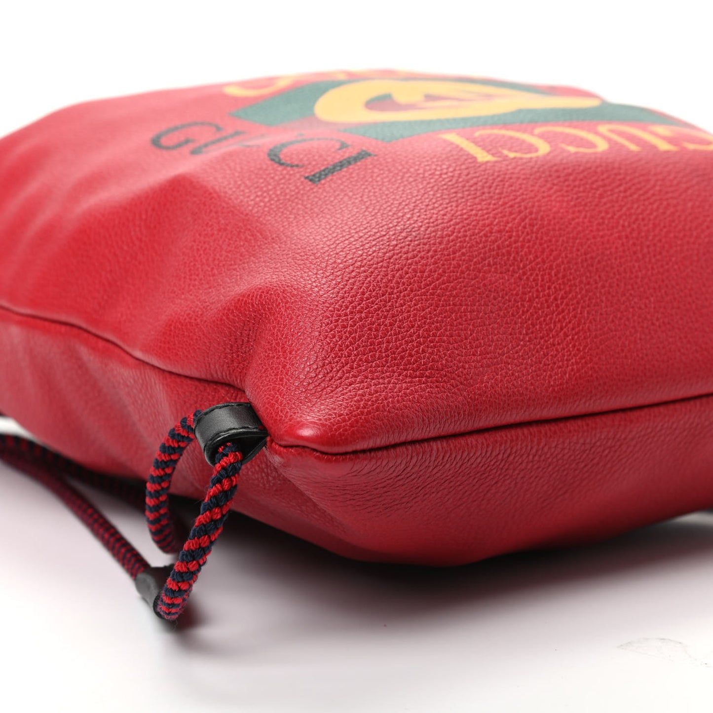 Calfskin Mens Logo Drawstring Backpack Red