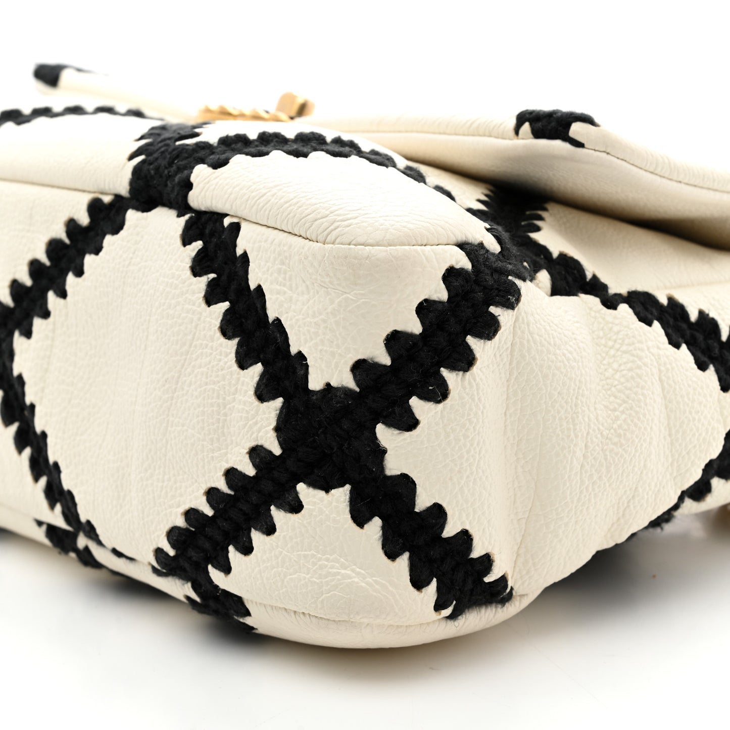 Calfskin Crochet Medium Chanel 19 Flap White Black