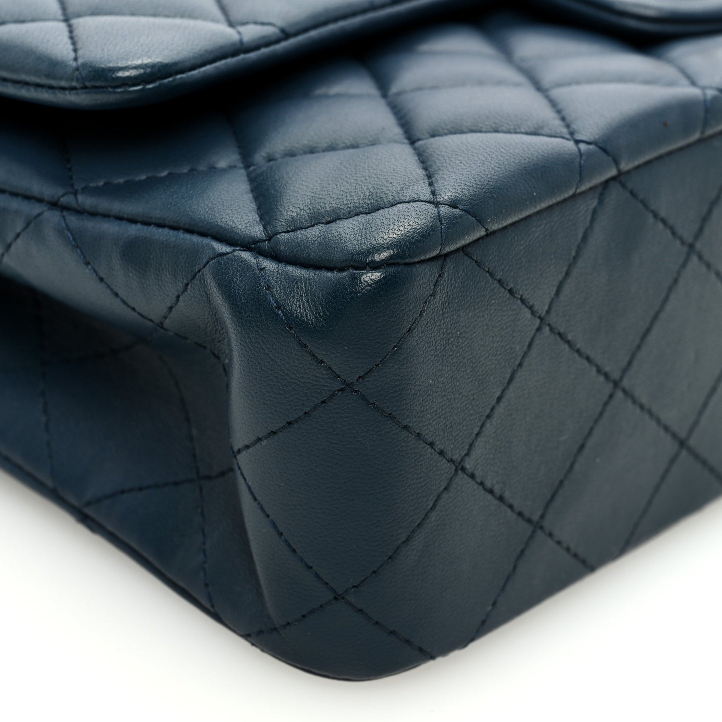 Lambskin Quilted Medium Double Flap Blue