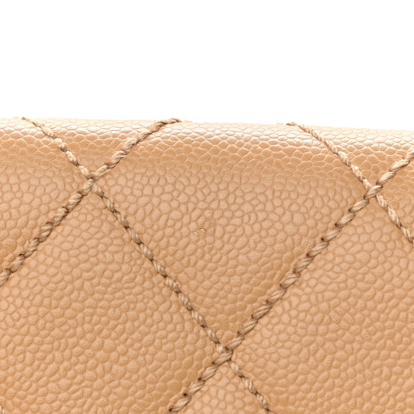 Caviar Quilted Wild Stitch Medium Single Flap Beige