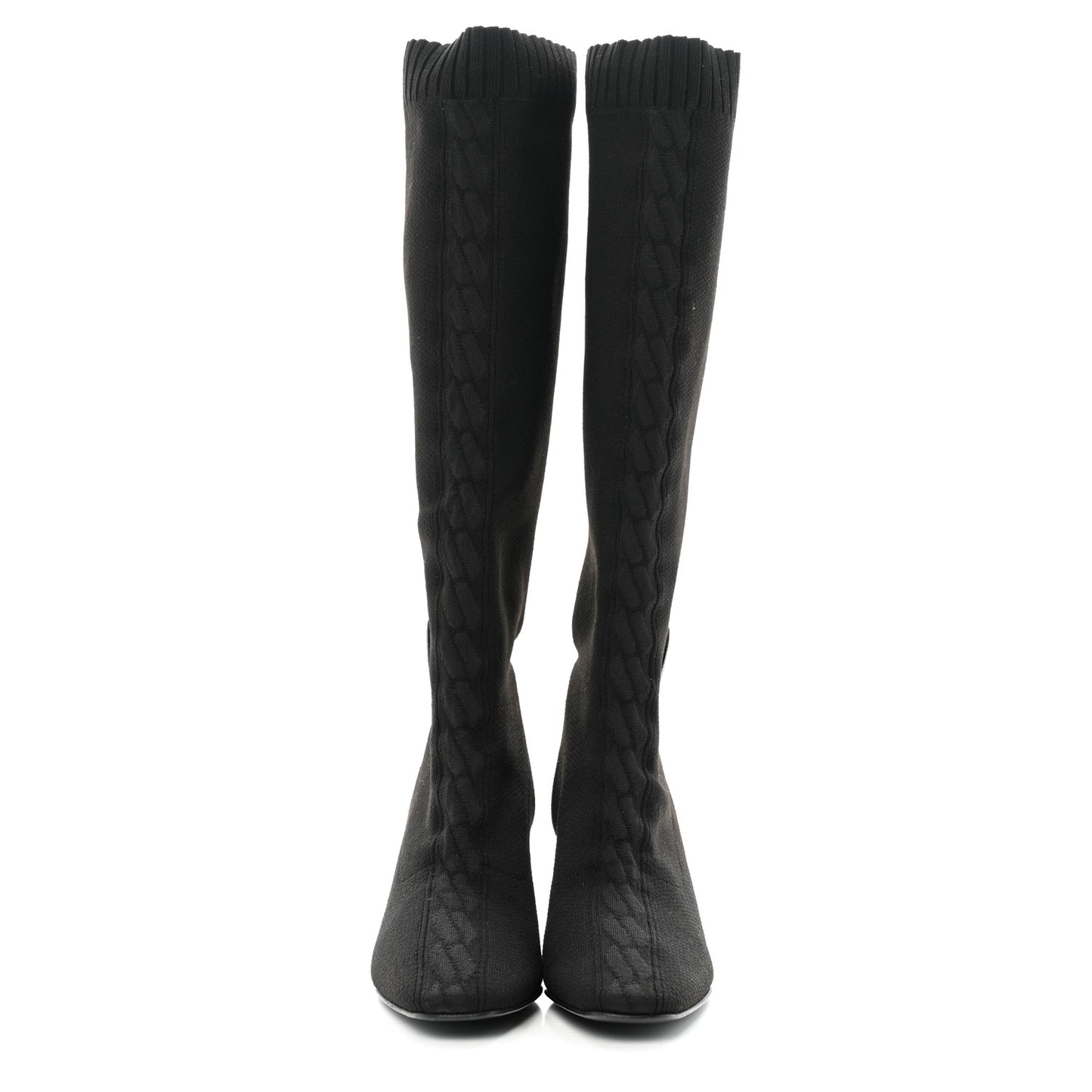 Knit Calfskin Fontaine 60 Boots 36 Black