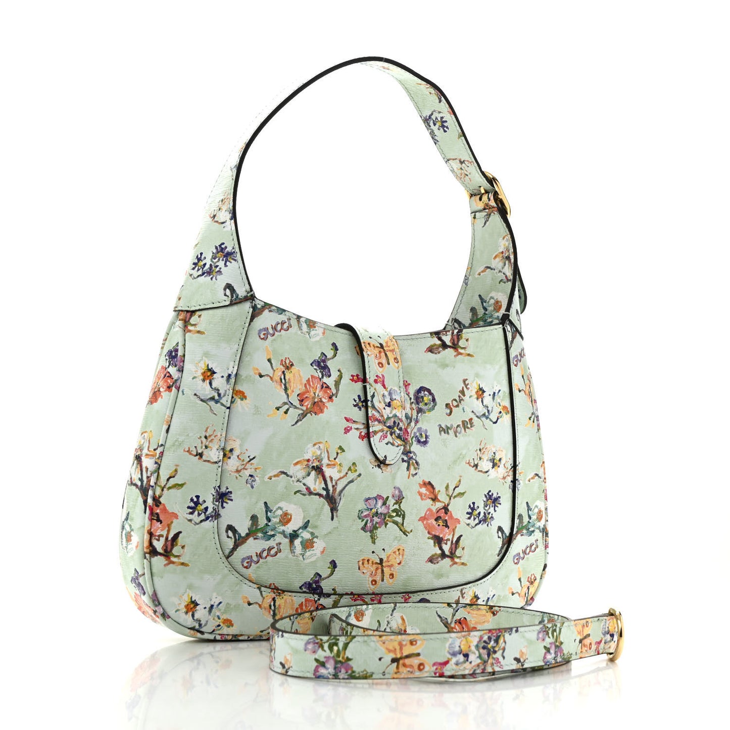 New Shangai Calfskin Soave Amore Printed Small Jackie 1961 Hobo Mint Green
