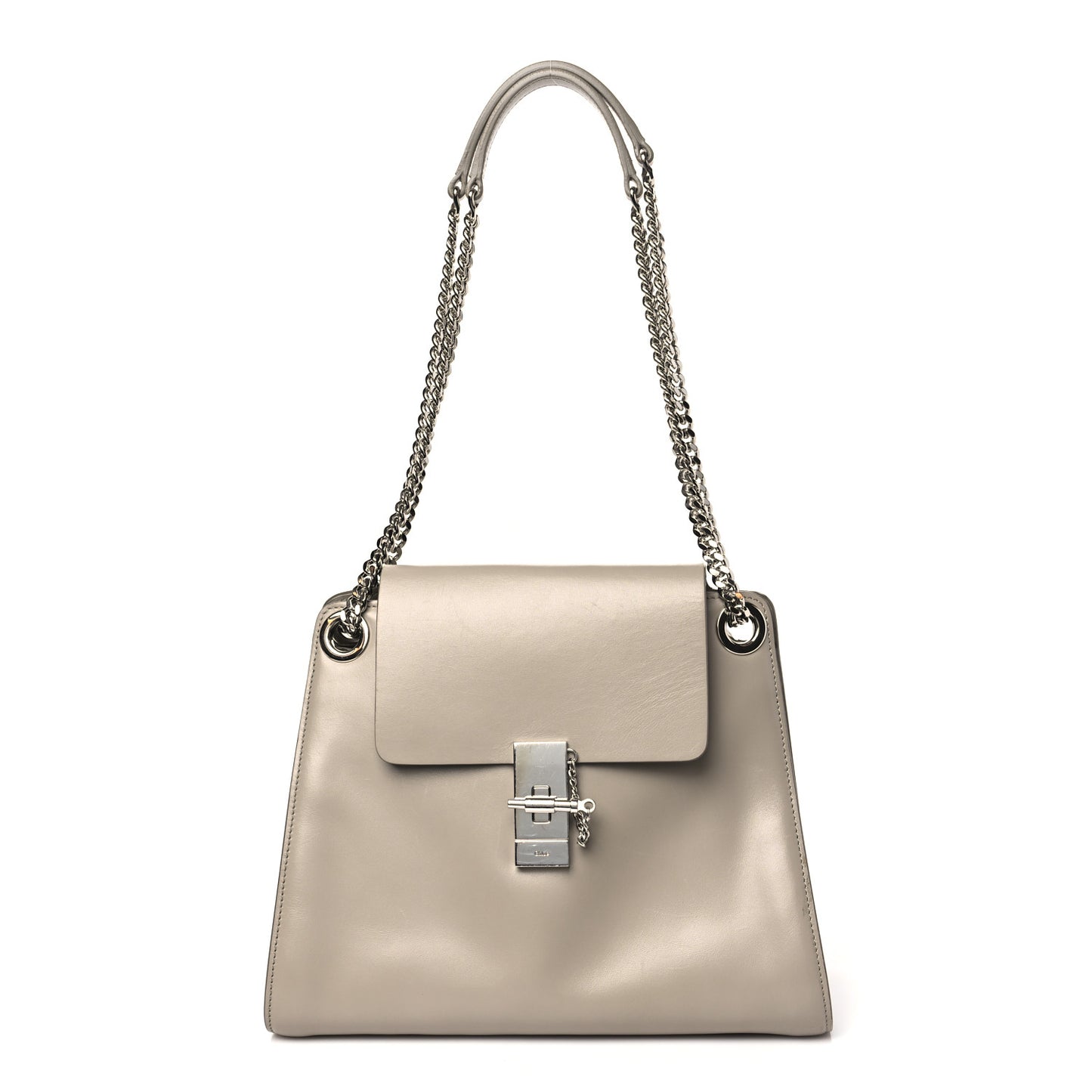 Shiny Calfskin Medium Annie Shoulder Bag Motty Grey