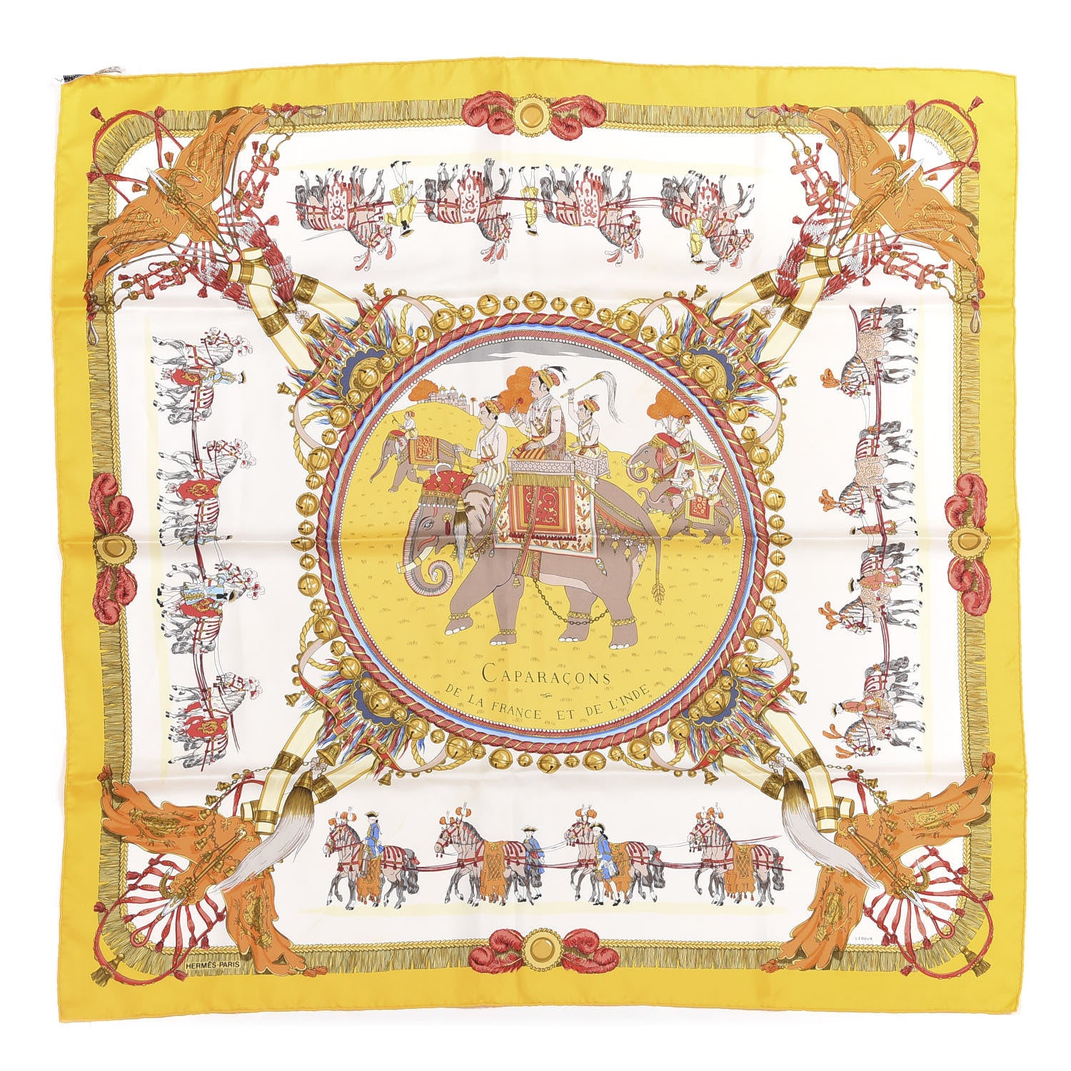 Hermes Silk Caparacons De La France Et De L'Inde Scarf 90 1 of 5