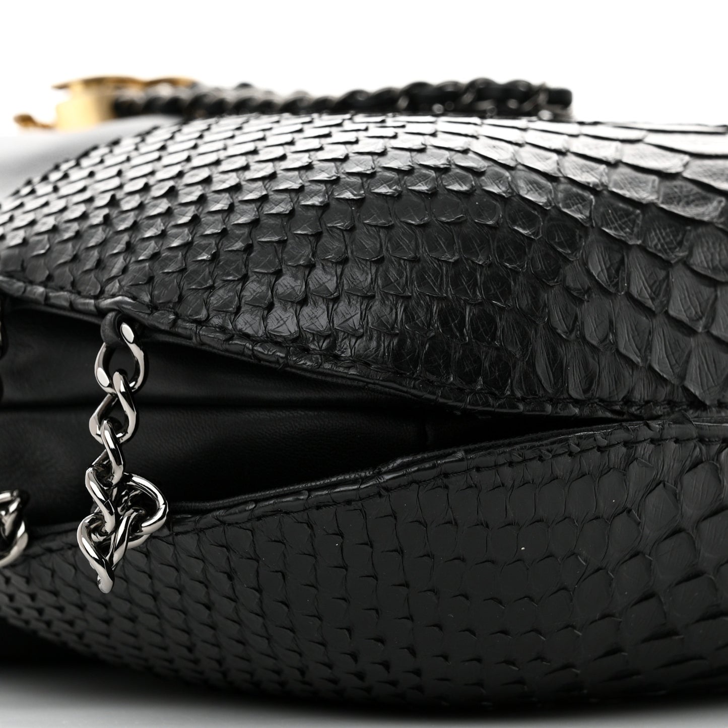 Snakeskin Calfskin Small Gabrielle Bucket Black