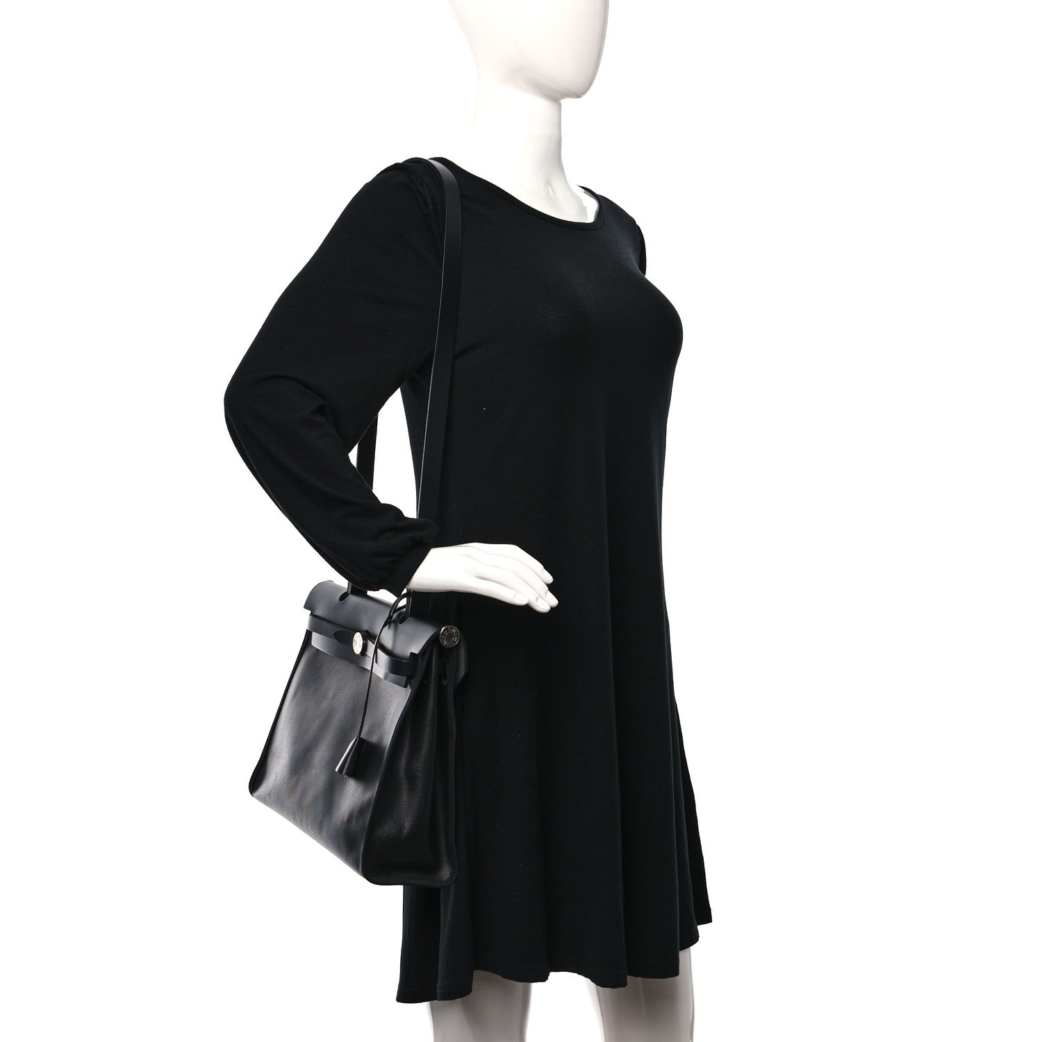 Hermes Toile H Berline Vache Hunter Herbag Zip PM 31 Black Ecru 2 of 13