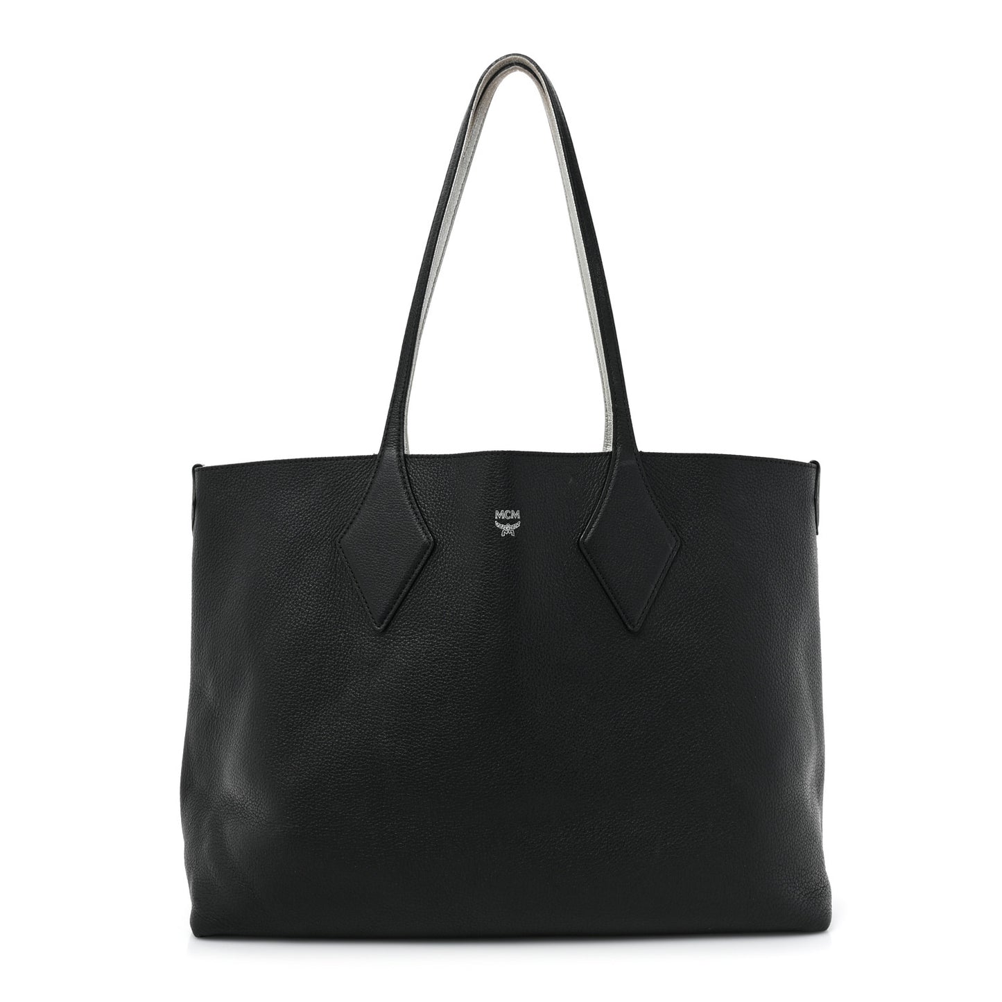 Grained Calfskin Medium Yris Shopper Tote Black
