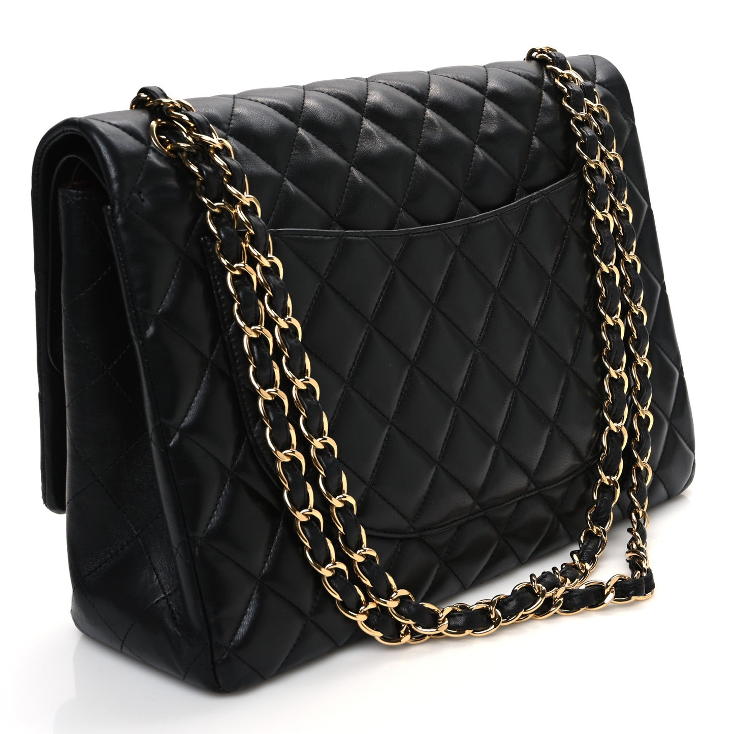 Lambskin Quilted Maxi Double Flap Black
