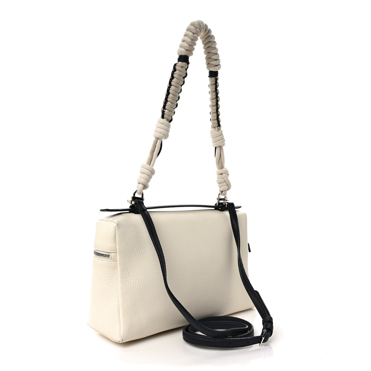 Loro Piana Grained Calfskin Braided L27 Extra Pocket Pouch Whisper White Blue Marine 3 of 9