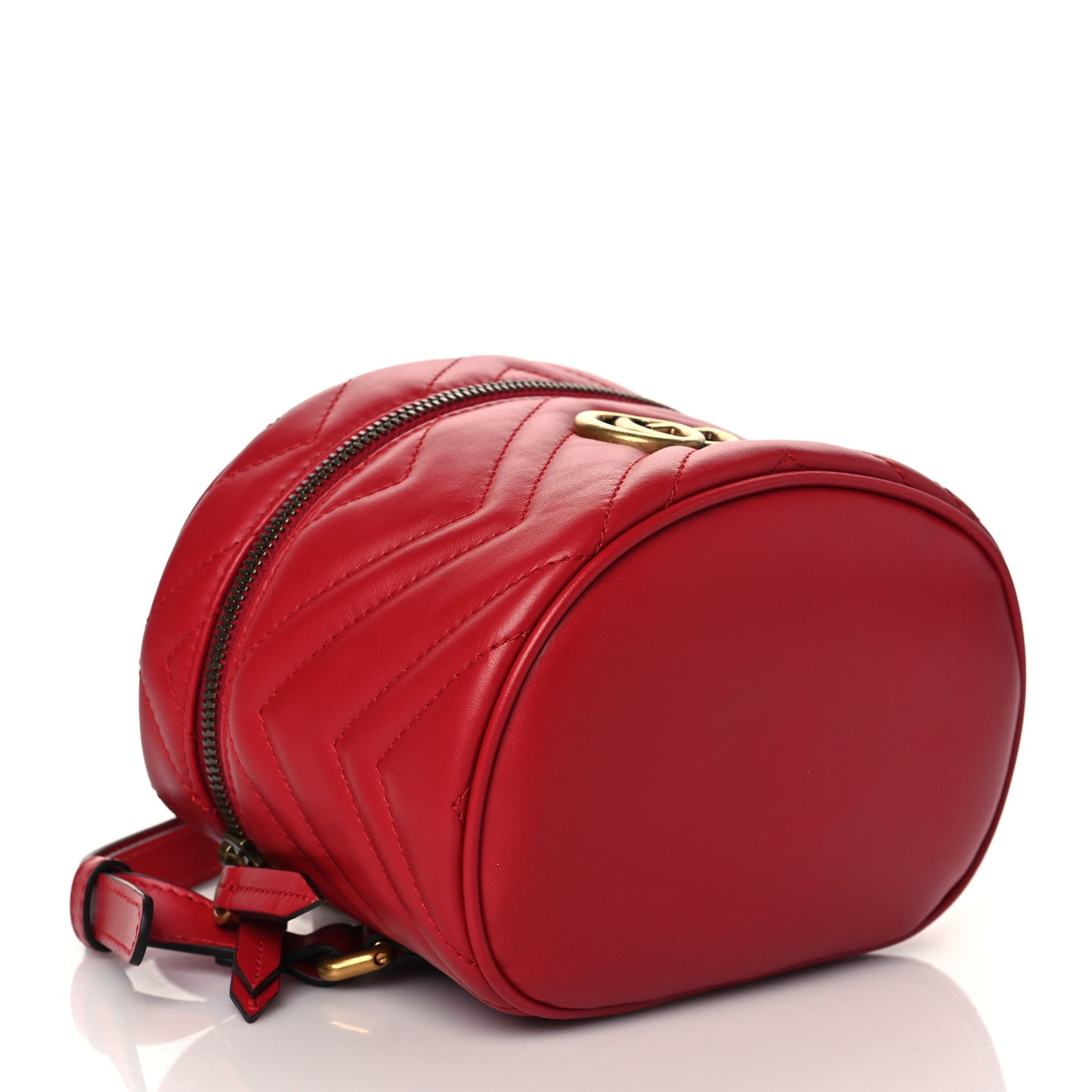 Calfskin Matelasse Mini GG Marmont Round Backpack Hibiscus Red