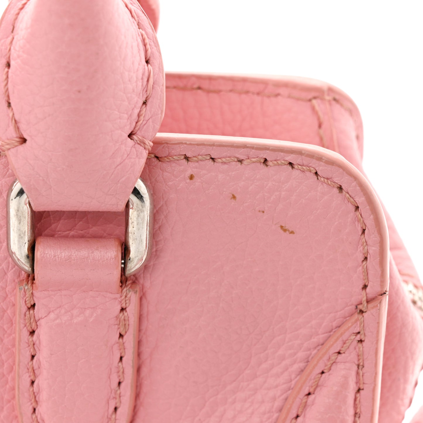 Pebbled Calfskin Mini Skull Padlock Zip Around Tote Petal