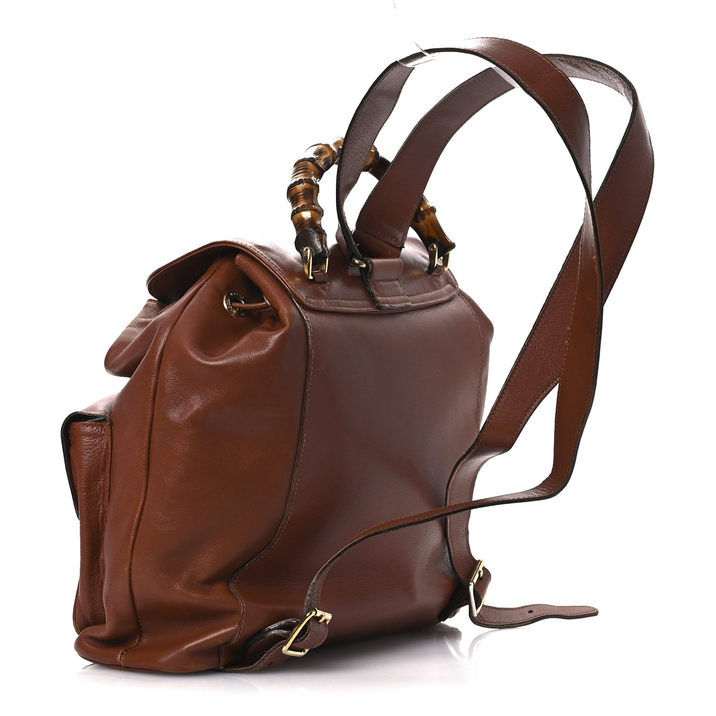 Calfskin Bamboo Backpack Brown