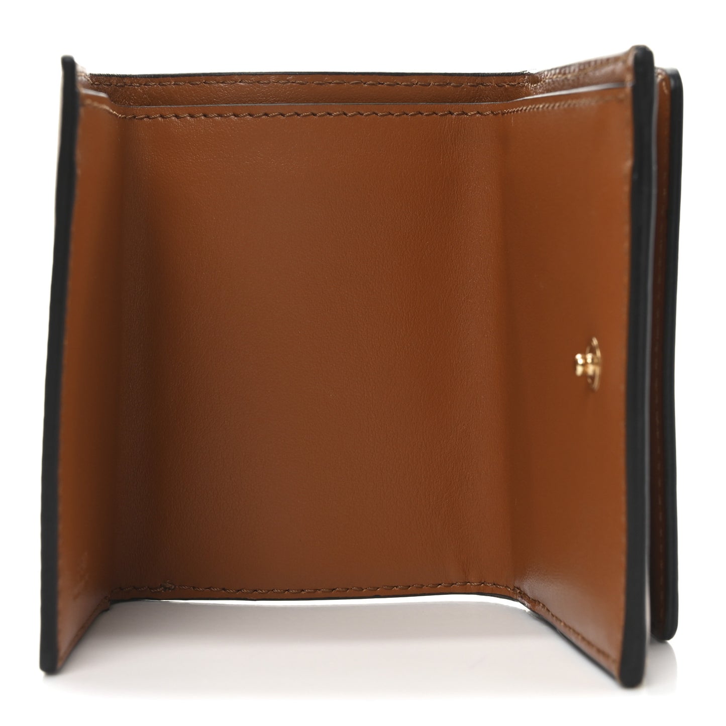 Vitello King Tamponato Logo Embossed Fold Over Card Holder Wallet Cuoio