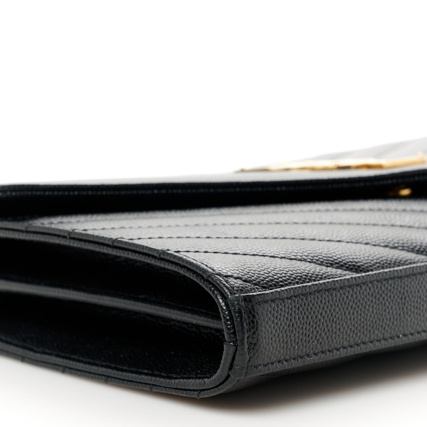 Grain De Poudre Matelasse Chevron Monogram Chain Wallet Black