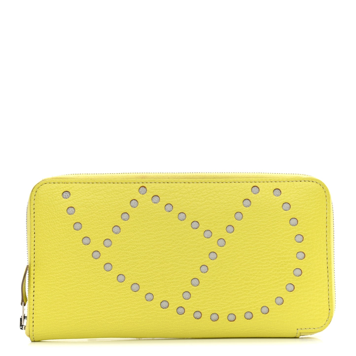 Chevre Mysore Verso Evelyne Long Wallet Lime Gris Perle