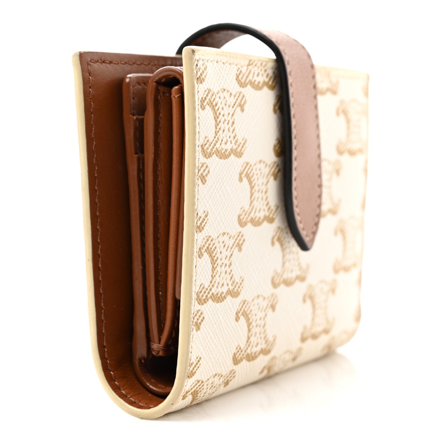 Canvas Triomphe Small Strap Wallet White